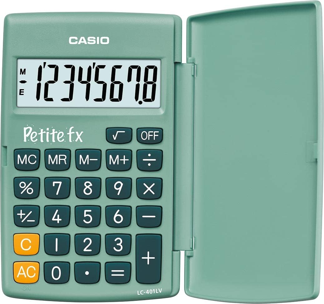 Detalle 2 de CASIO Small FX LC-401LV skolräknare, rosa med 8-siffrig display och vridbart lock