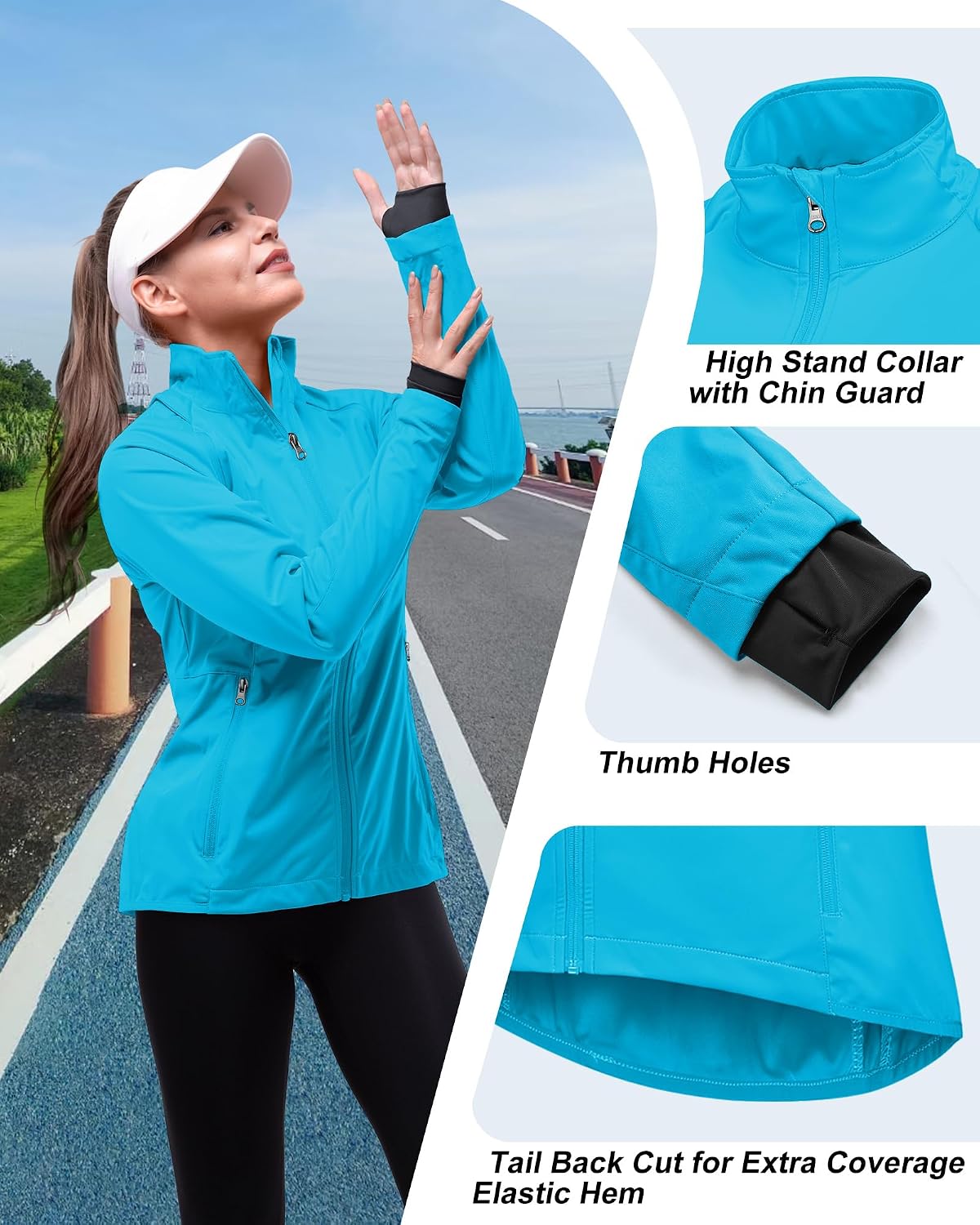 Detalle de 33,000ft Damen Fahrradjacke – Wasserdicht, atmungsaktiv, abnehmbare Ärmel, Reflektierende Details