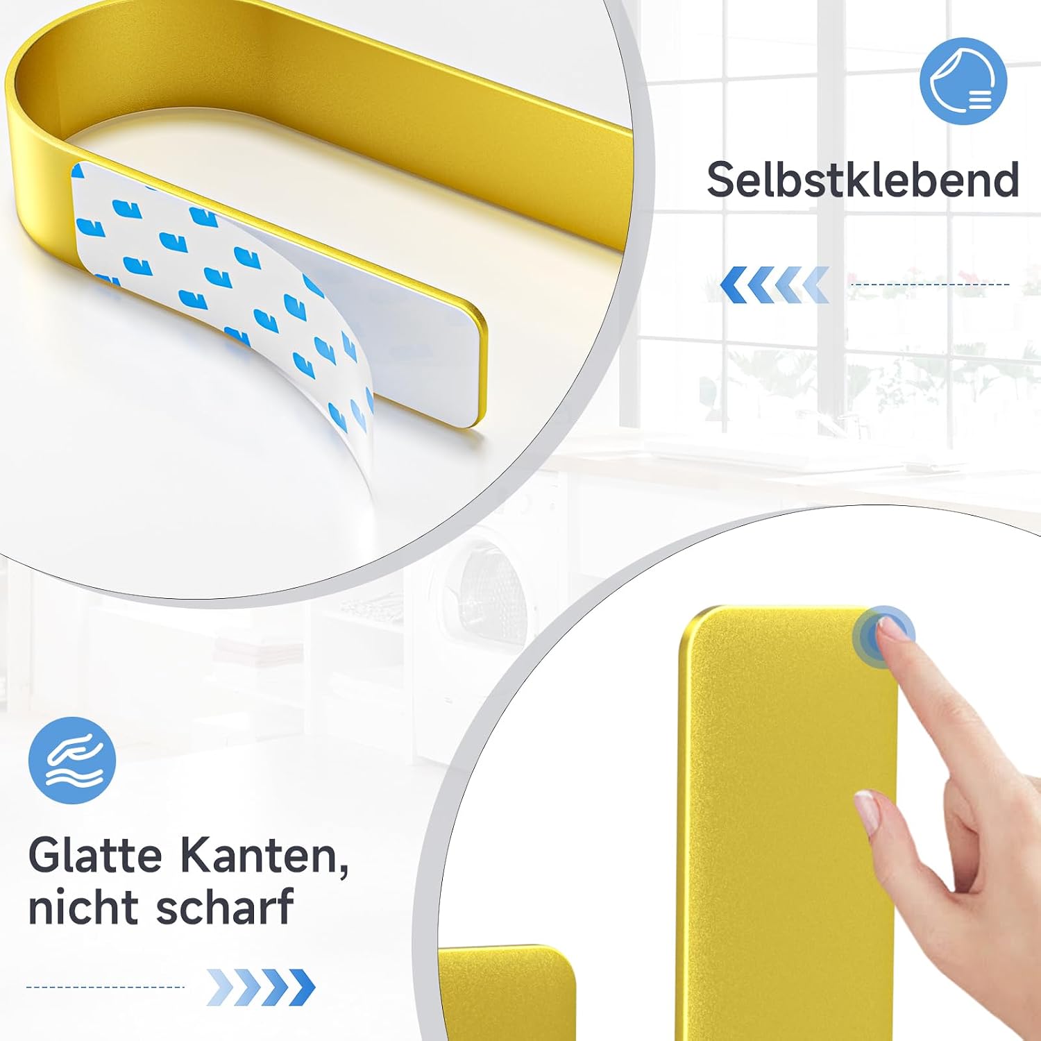 Thumbnail 6 de Toilettenpapier Aufbewahrung Gold – selbstklebender Halter ohne Bohren für 3 Rollen