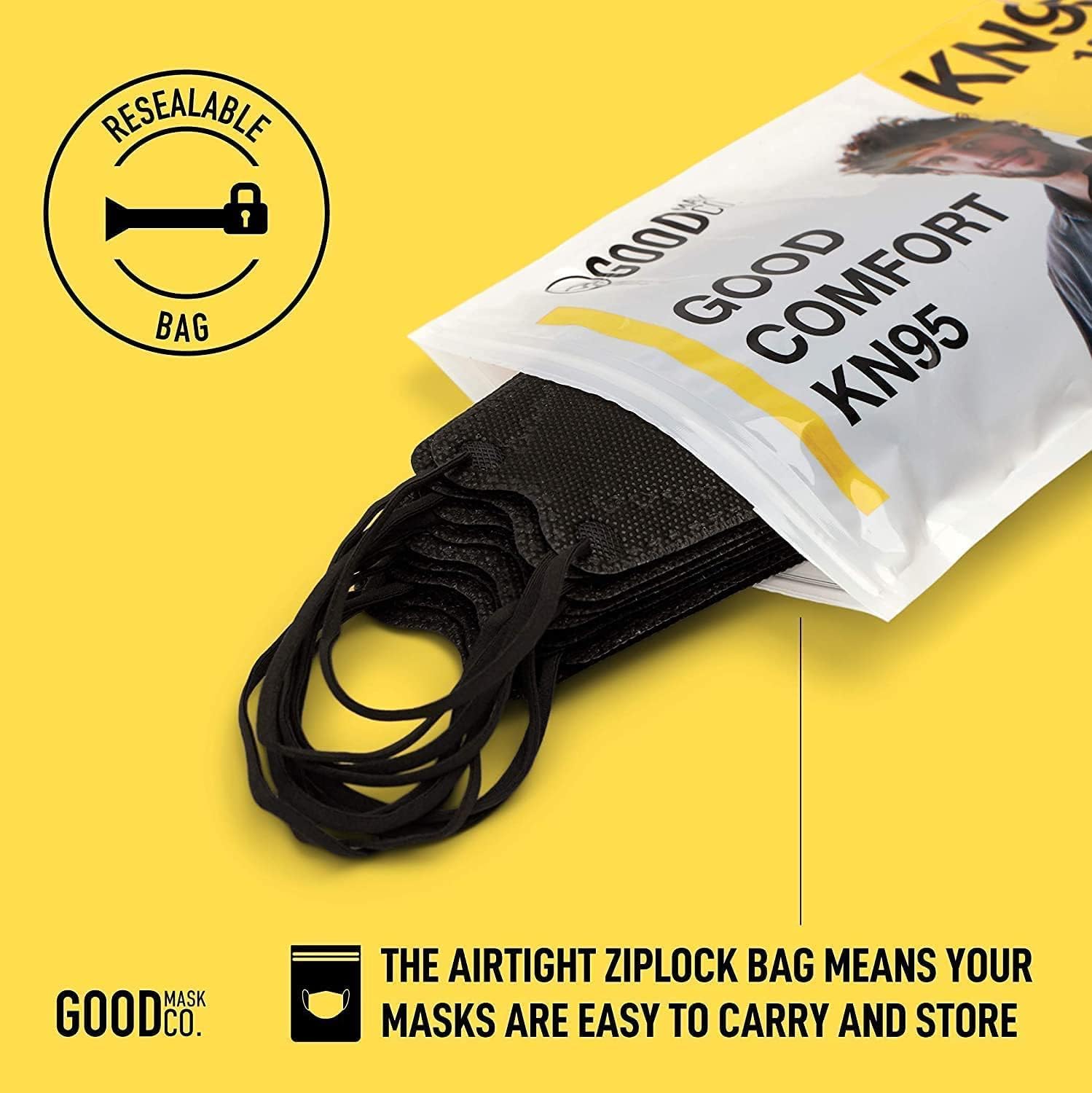 Thumbnail 6 de Good Mask Co. 37143918280865 Good Comfort KN95 Face Mask, Black, 10 Pack