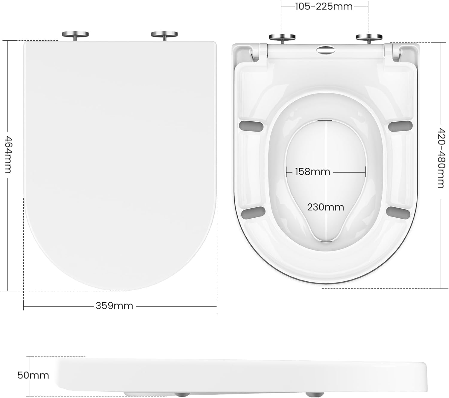 Detalle 2 de Aptliton Family Toilet Seat with Quick Release, Soft Close and Built-in Child Seat (D-shape) – White