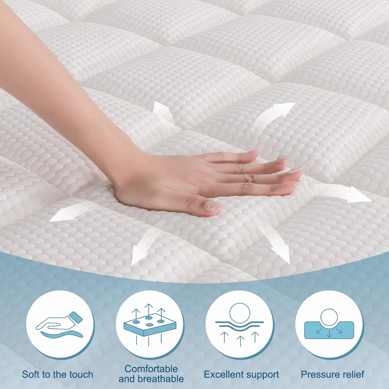 Thumbnail 3 de Hiimgo Hybrid Mattress 26cm King – Pocket Spring with Memory Foam (150x200 cm)