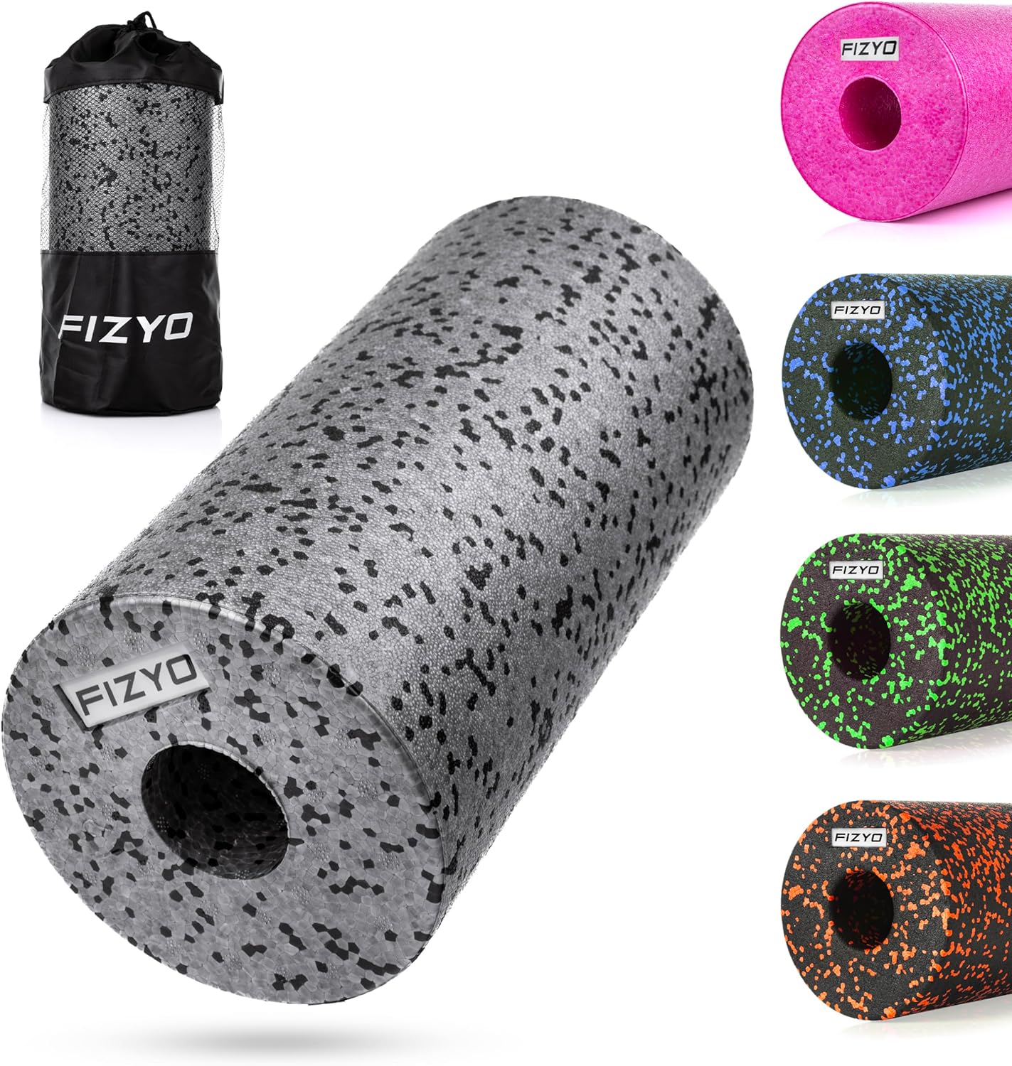 Fizyo Faszienrolle aus EPP (mittelfest) 30×15 cm – Kompakte Foam Roller für Rücken, Triggerpunkte, Yoga & Regeneration (Silber)