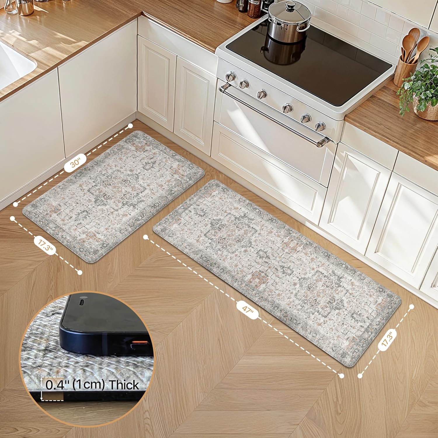 Detalle 2 de GENIMO Kitchen Mats 17.3x47 17.3x30 Anti Fatigue