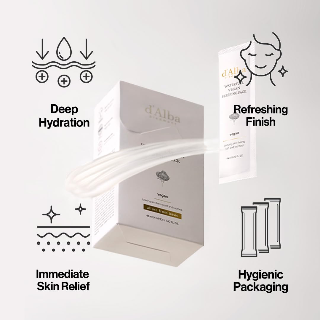 Thumbnail 4 de d'alba White Truffle Waterfull Vegan Sleeping Pack 12 Stück