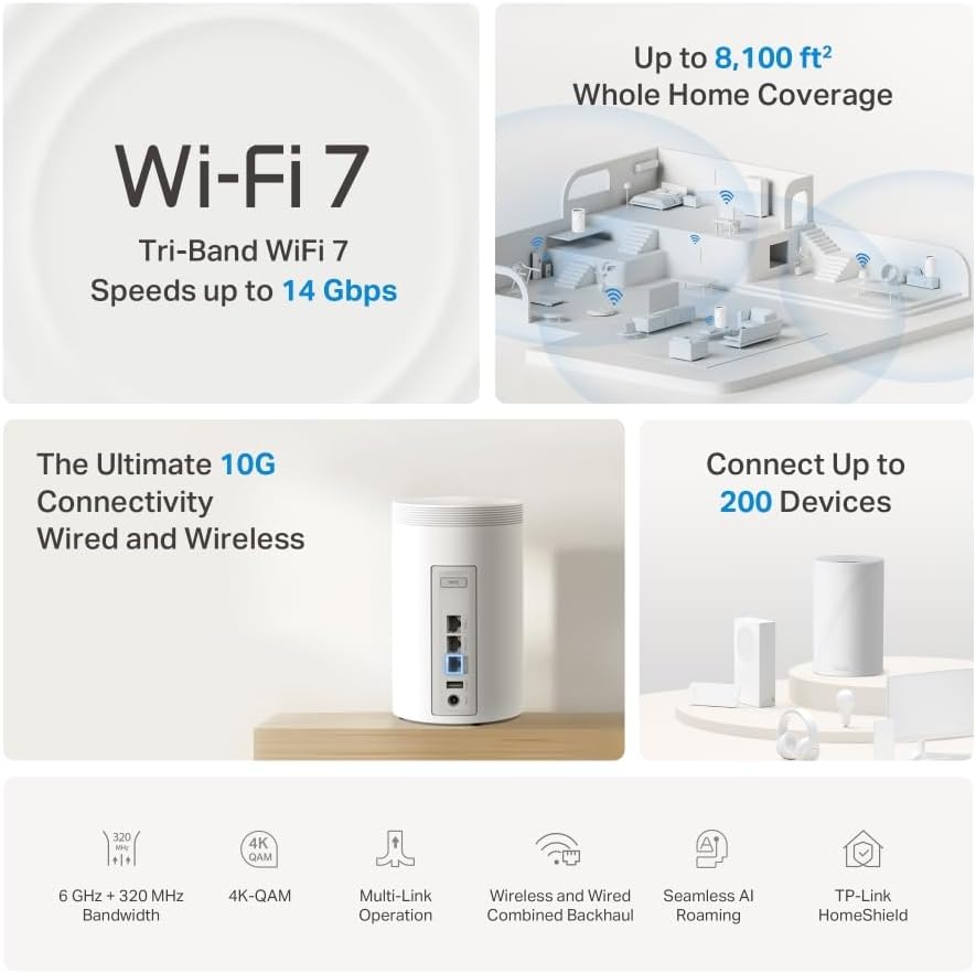 Thumbnail 2 de TP-Link Deco BE68 Wi‑Fi 7 Mesh WLAN Set (2er Pack) – BE14000 mit 10G-/2,5G-Ports und MLO