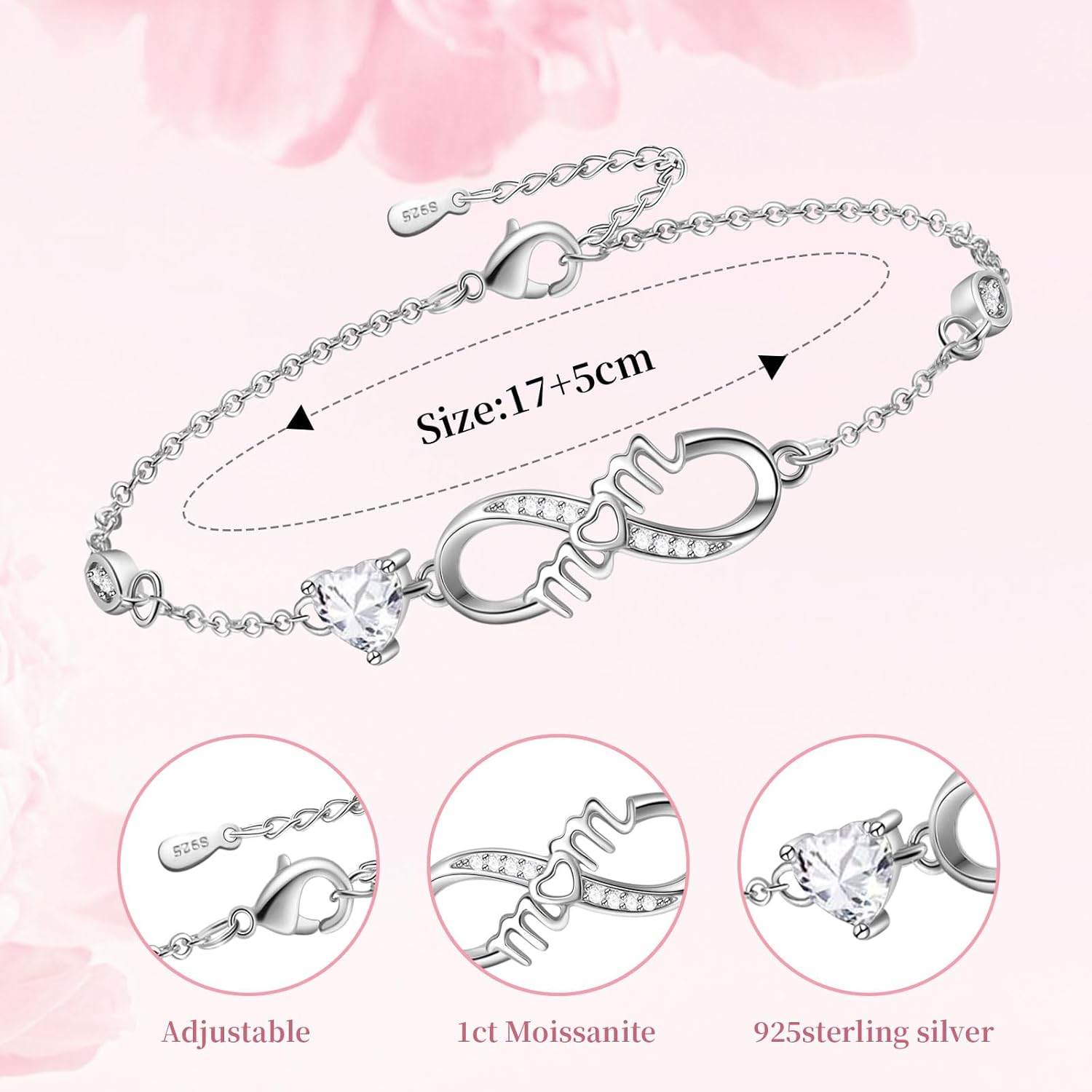 Thumbnail 2 de Tusuzik Muttertagsgeschenk: Armband Mama – 925 Silber, Herz & Unendlichkeitssymbol