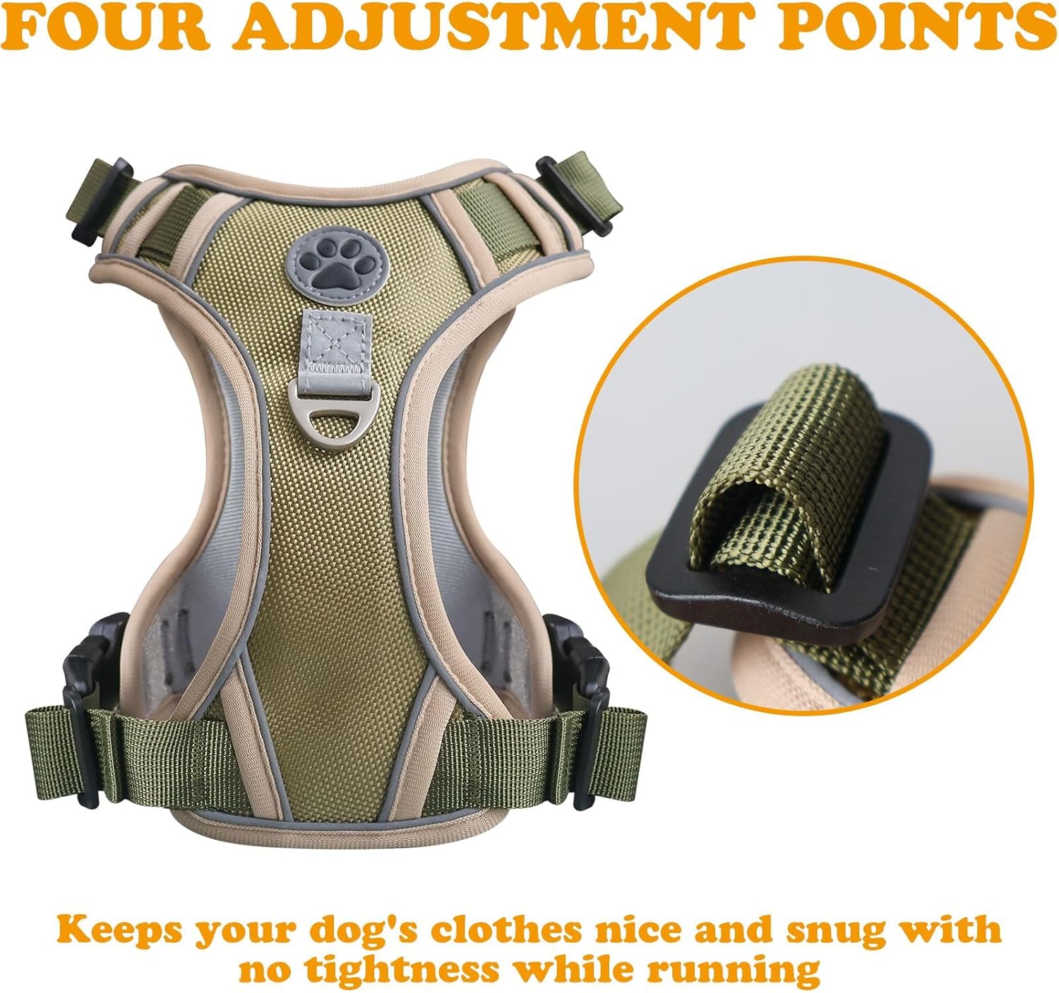 Detalle de No Pull Dog Harness UK – Adjustable Soft Padded Vest with 2 Safety Locks (Green, S)