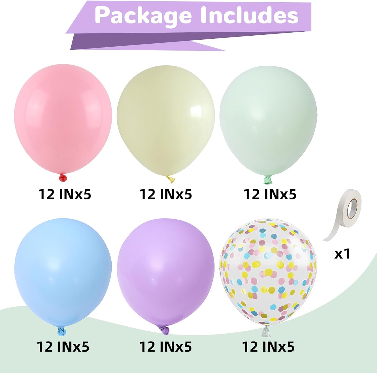 Thumbnail 1 de HILAVO Pastel Balloons Set (12 Inch) with Confetti Balloons for Macaron Rainbow Party Decor