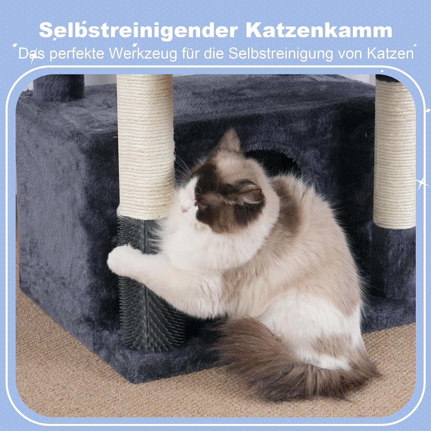 Detalle de Hey-brother Kratzbaum EMPJ070G – Mehrstöckiger Katzenbaum in Rauchgrau für Großkatzen (Maine Coon)