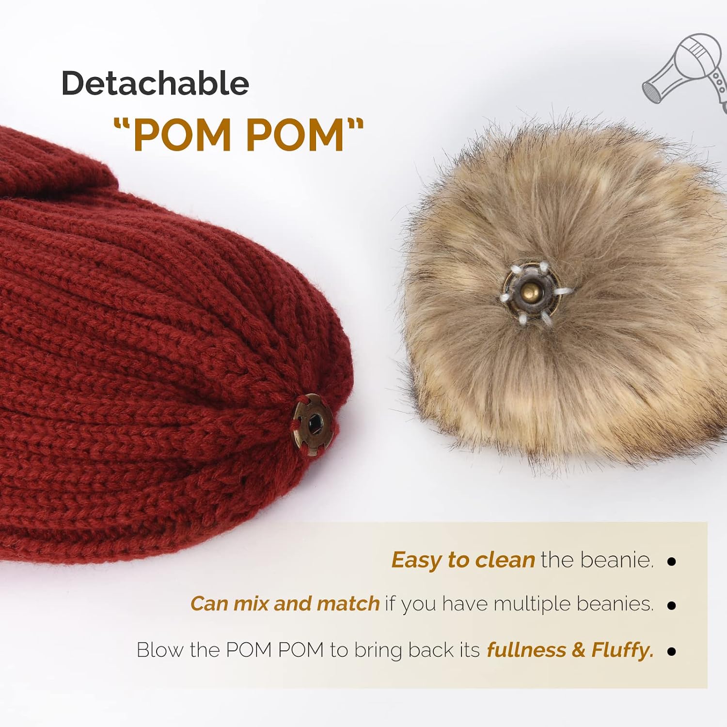 Detalle de FURTALK Women's Knit Beanie, Acrylic