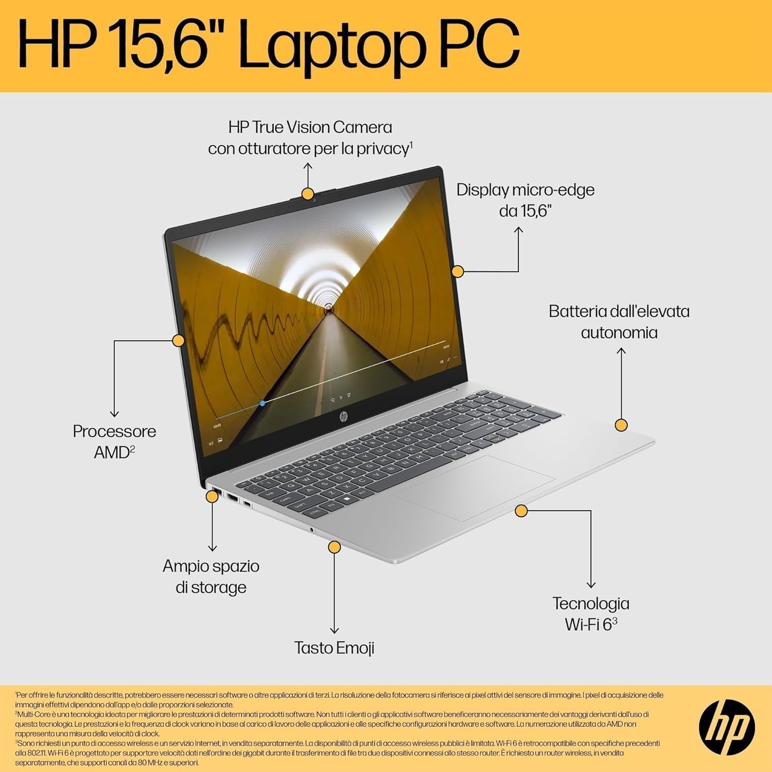 Thumbnail 2 de HP Laptop 15-fc0020sl: portatile 15,6" FHD con Ryzen 3, 8GB RAM e SSD da 256GB