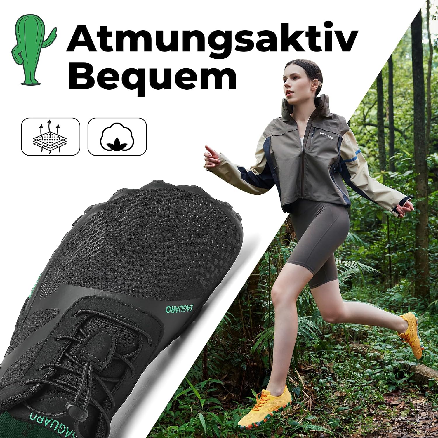 Detalle 2 de SAGUARO Unisex Barfußschuhe für Outdoor mit Zehenbereich und Zero-Drop Sohle (Gr. 36–48)
