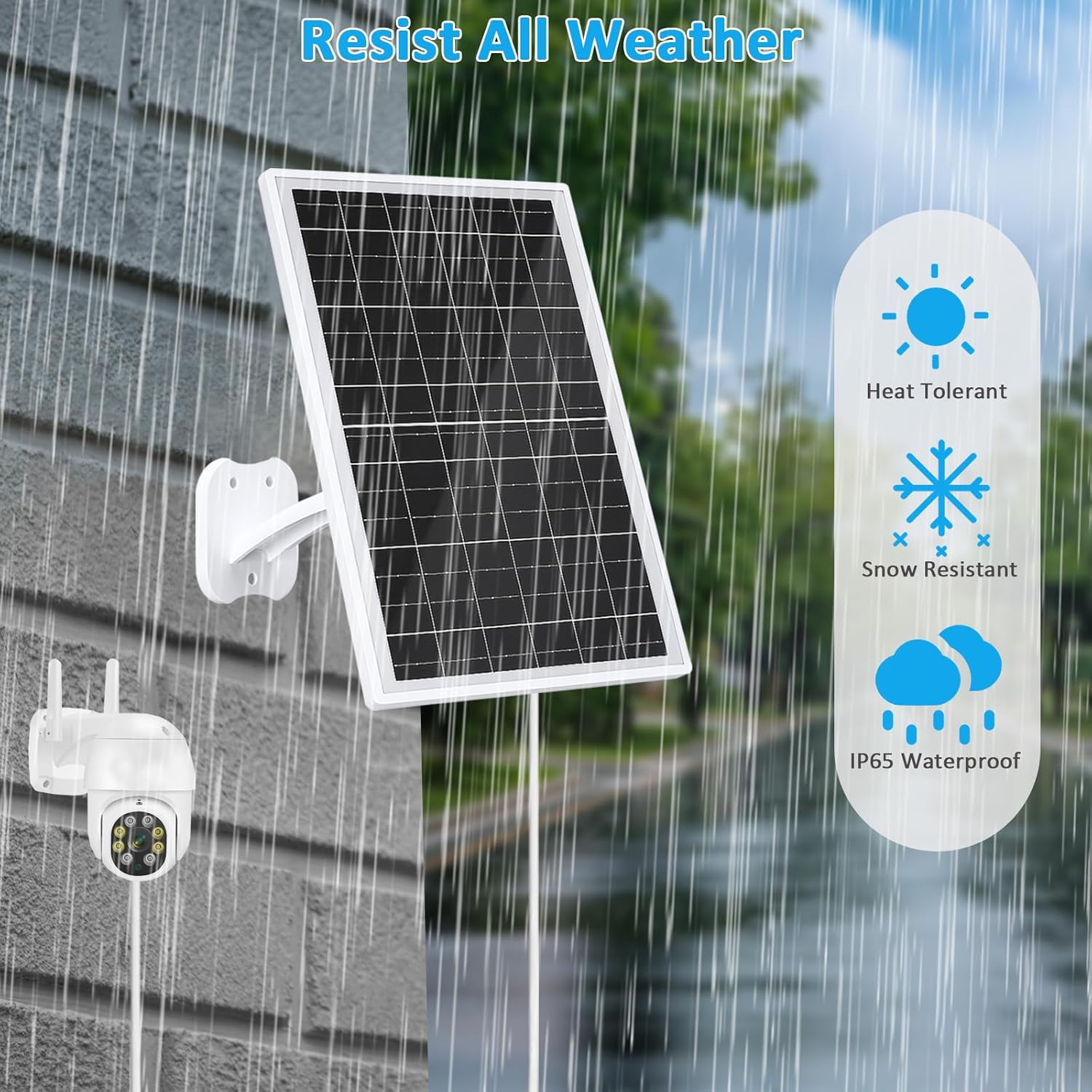 Detalle 2 de FUTUREZEN 13W Solar Panel for Security Cameras & Trail Cameras (USB-C, Micro USB, 5.5x2.1mm DC) with IP66 Weather Protection