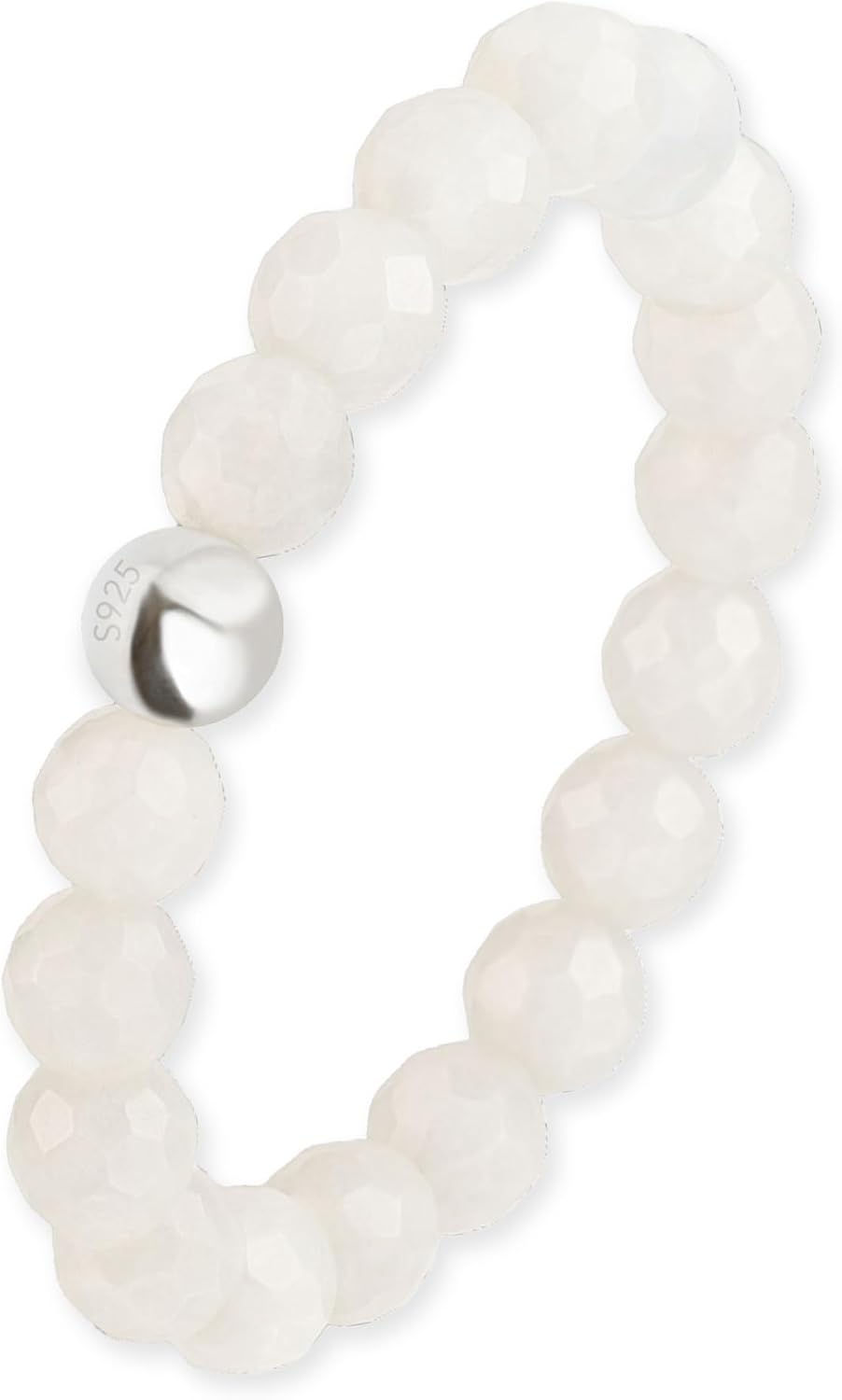 Detalle de GD GOOD.designs Anti Stress Ring mit Naturstein-Perlen für Damen – elastisch, Ringgröße 52–60