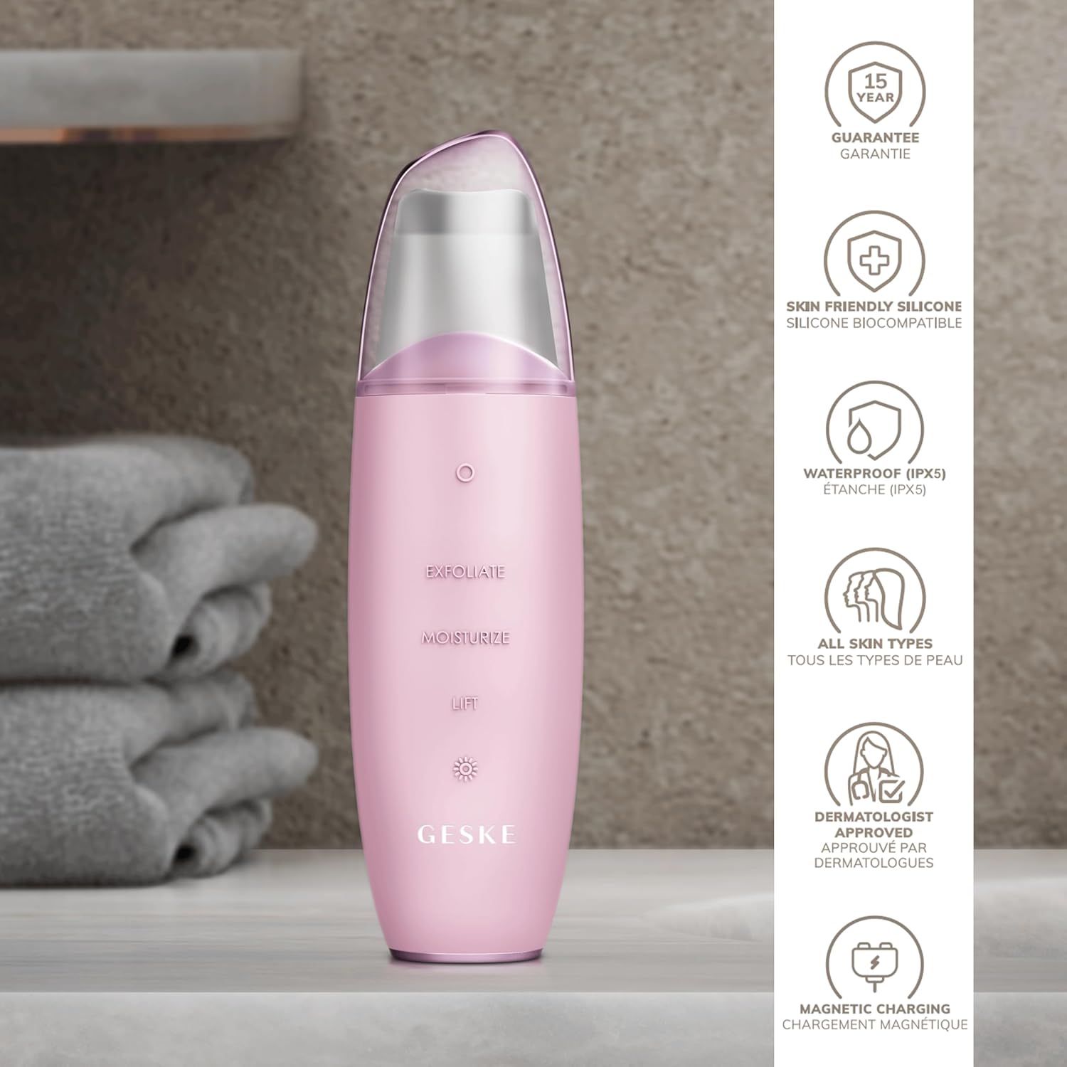Detalle 2 de GESKE | SmartAppGuided MicroCurrent Skin Scrubber & Blackhead Remover – 9 en 1