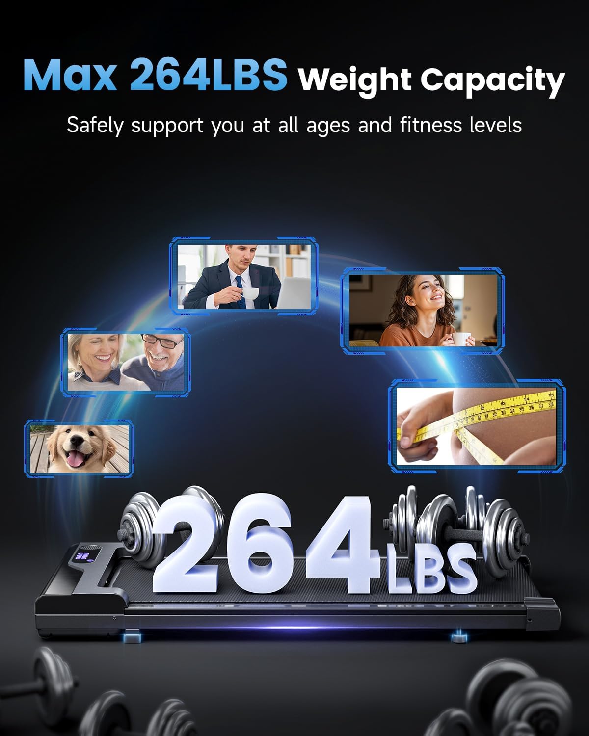 Detalle 2 de Vhorilix XM-A1 Walking Pad Treadmill, Compact Under-Desk Design with LED Display