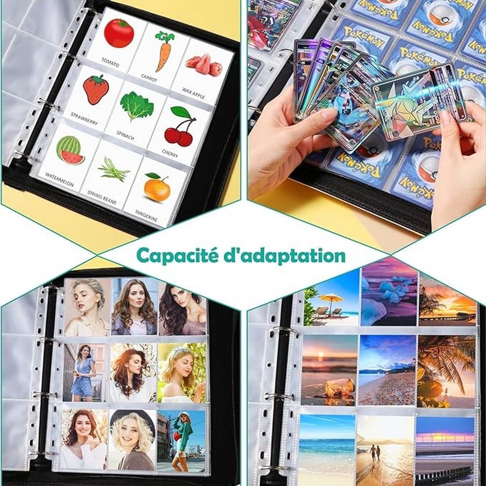 Detalle de Oderra 576 Plastique Pochettes pour Cartes – 32 Poches (9 par face) pour Pokémon et Cartes à Collectionner