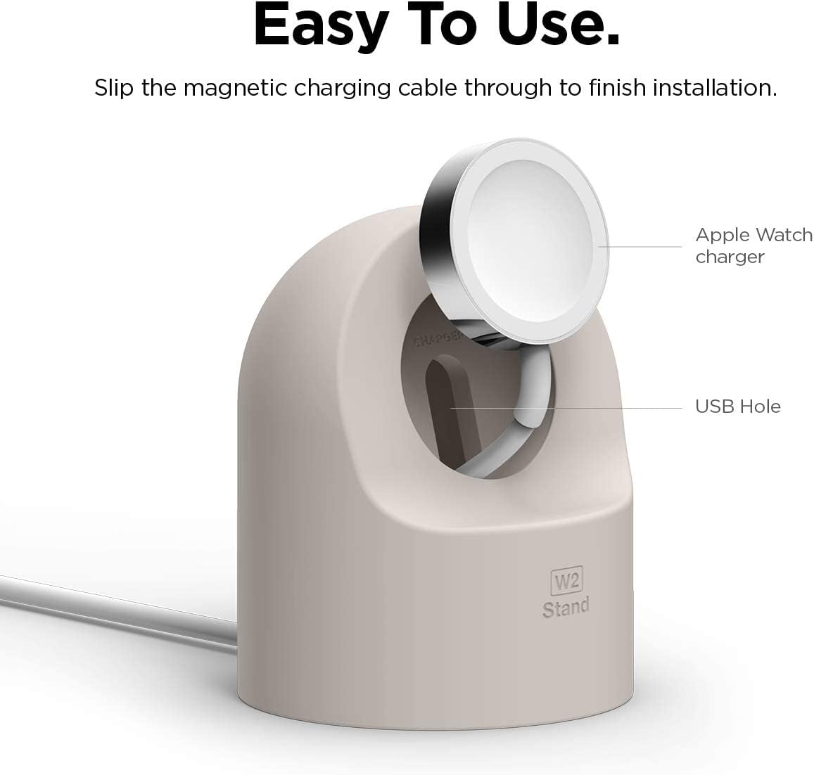 Thumbnail 2 de elago W2 Charger Stand for Apple Watch — Nightstand Mode, Cable management, Stone