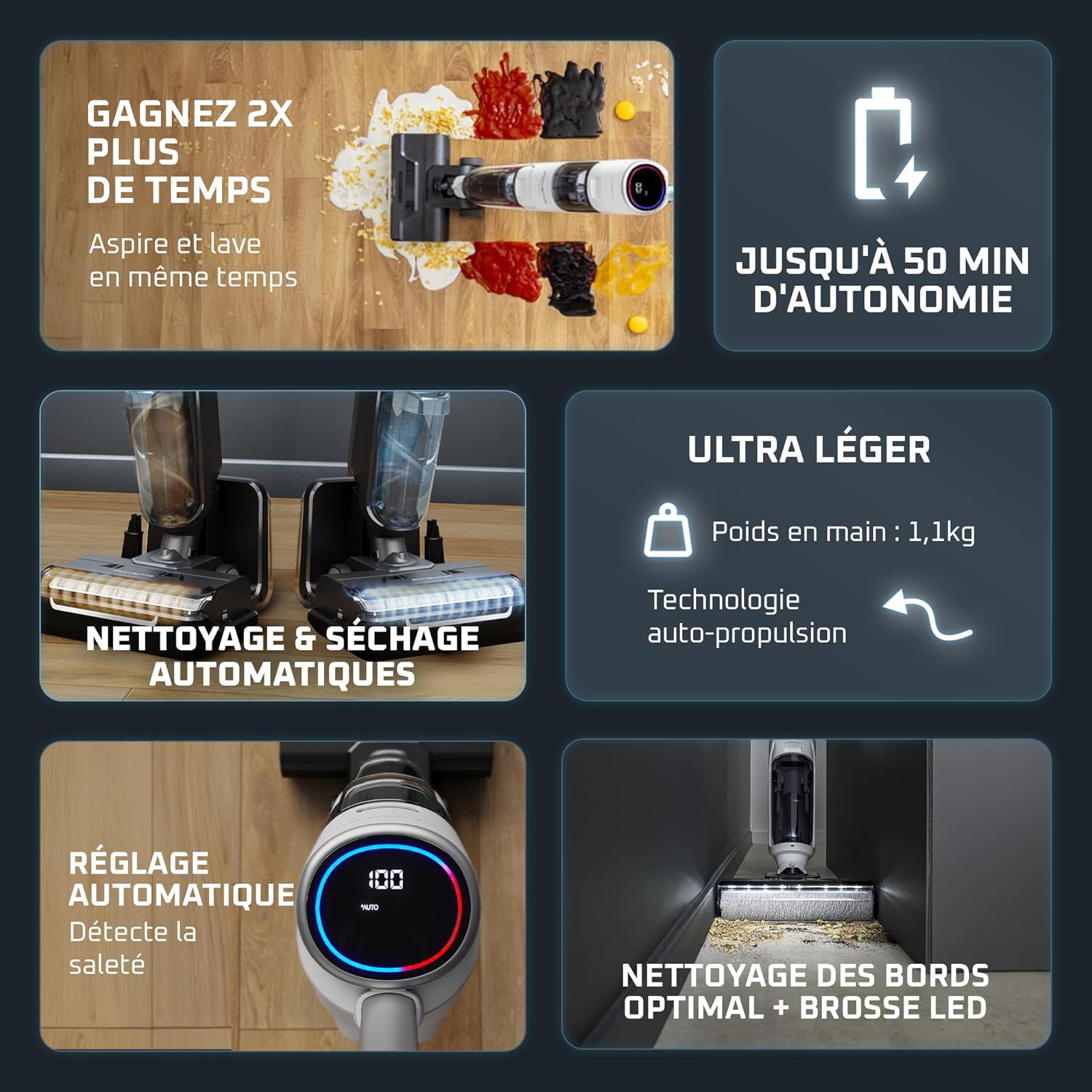 Thumbnail 1 de Rowenta X-Clean5 GZ5557EE — Aspirateur Laveur sans Fil 2-en-1 avec détection Auto et Séchage à l’air chaud