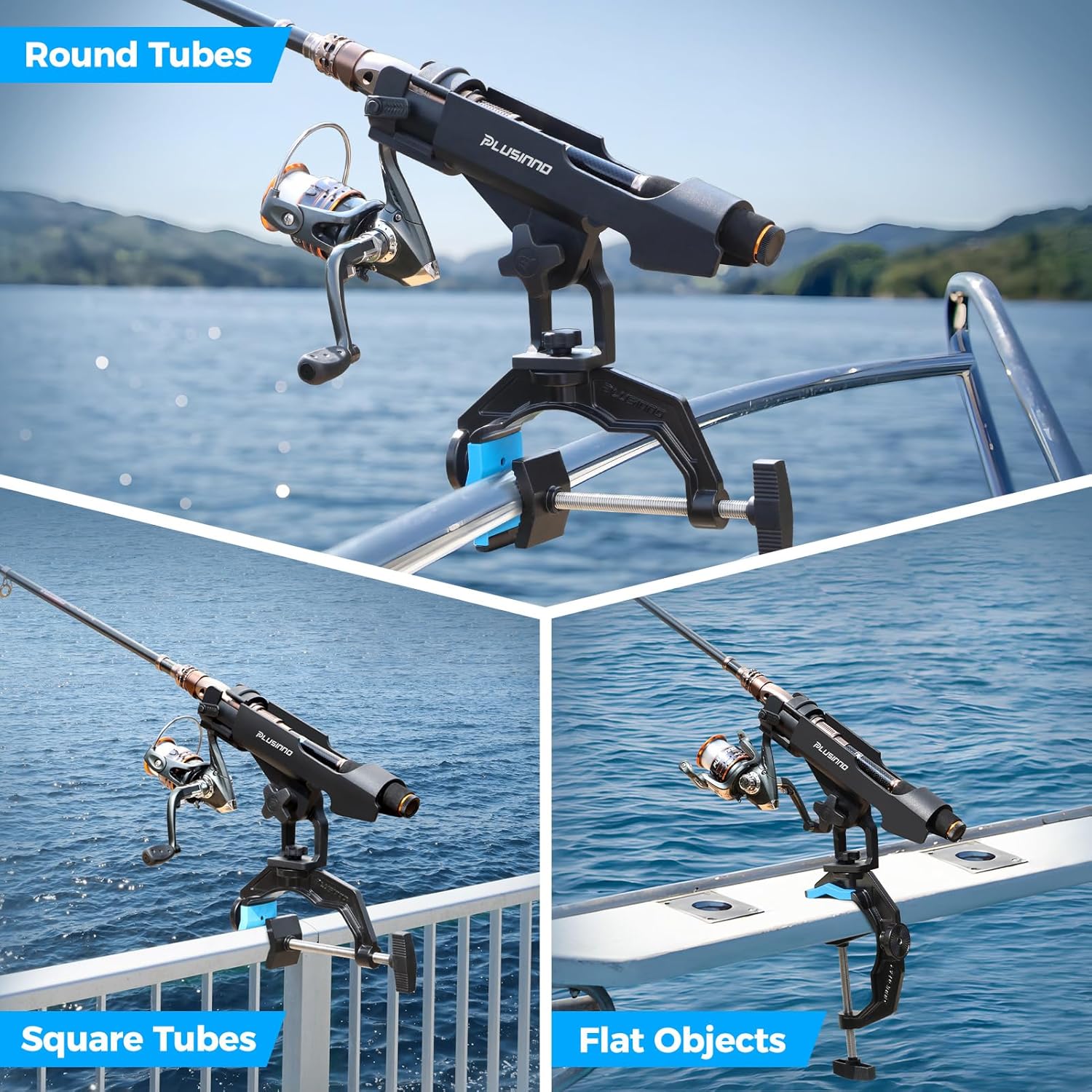 Thumbnail 2 de PLUSINNO Fishing Rod Holder (1/2/4 Pack): Innovative Dual-V Design for Boat Use