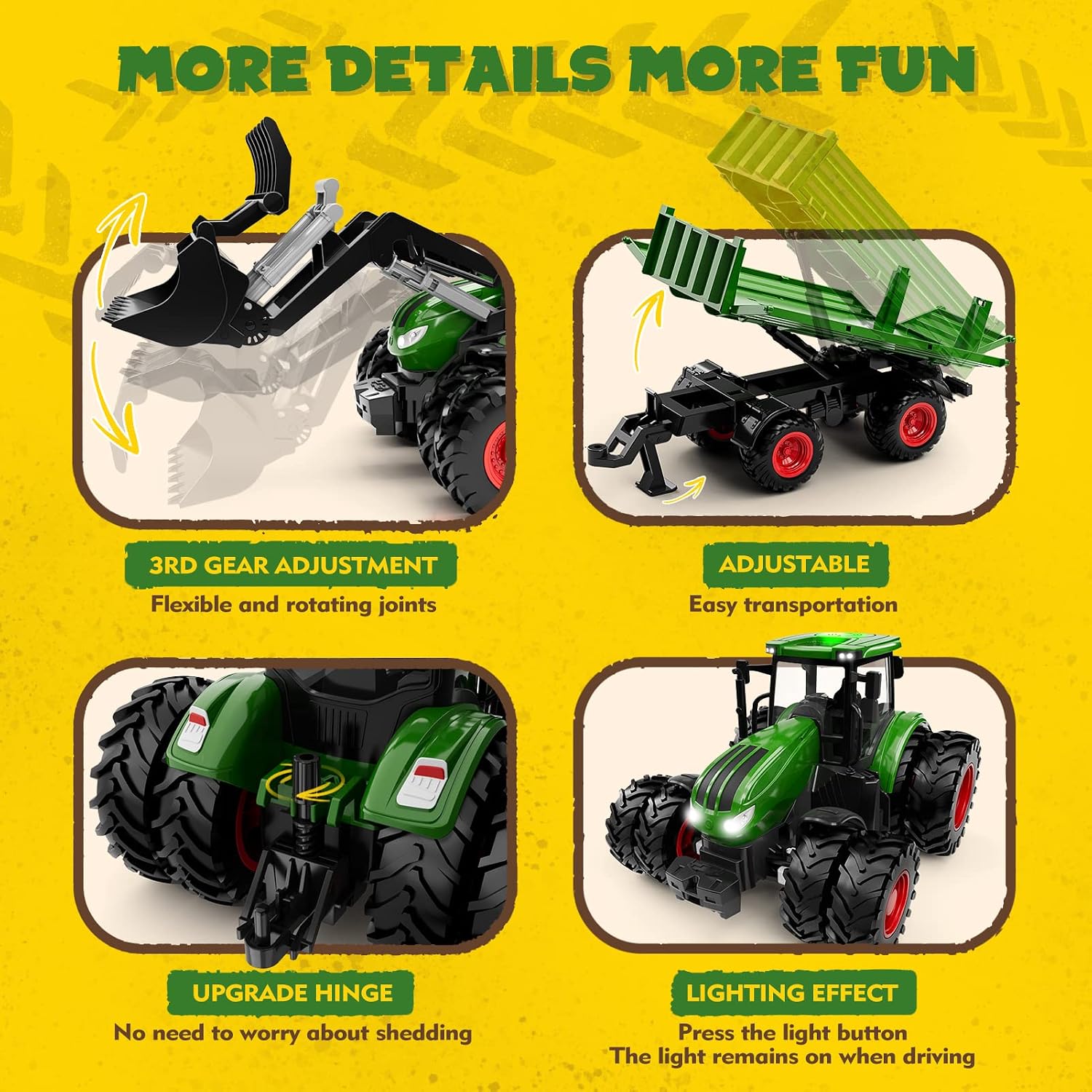 Detalle 2 de Remote Control Tractor Toy with Trailer 🚜