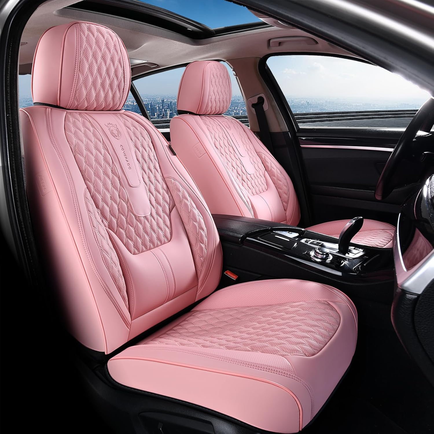 Thumbnail 1 de Coverado Coverado Seat Covers Full Set (Pink) — Waterproof Car Seat Covers with Lumbar Support