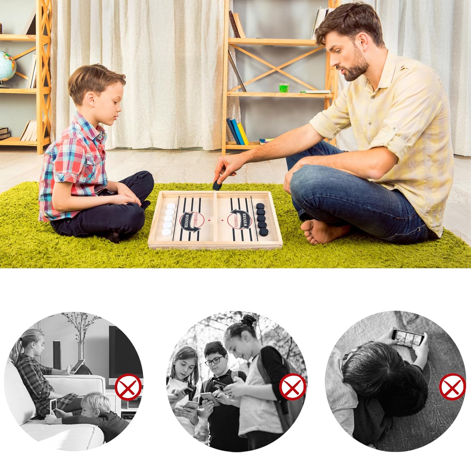 Thumbnail 4 de EACHHAHA Sling Puck Game – jeu de société hockey sur table portable (plateau + palets/pions)