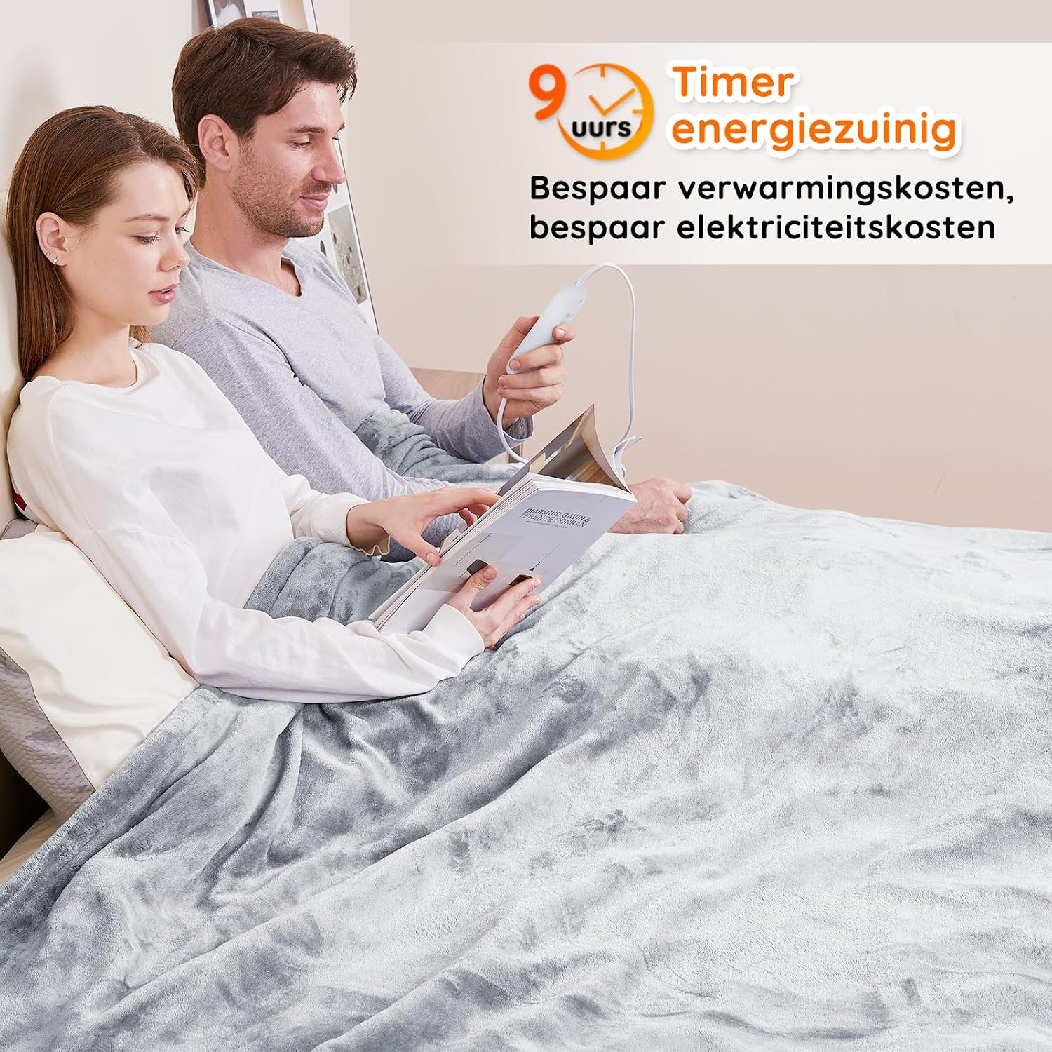 Detalle de Mia&Coco OB-008 elektrische warmtedeken 200 x 180 cm, flanel-sherpa