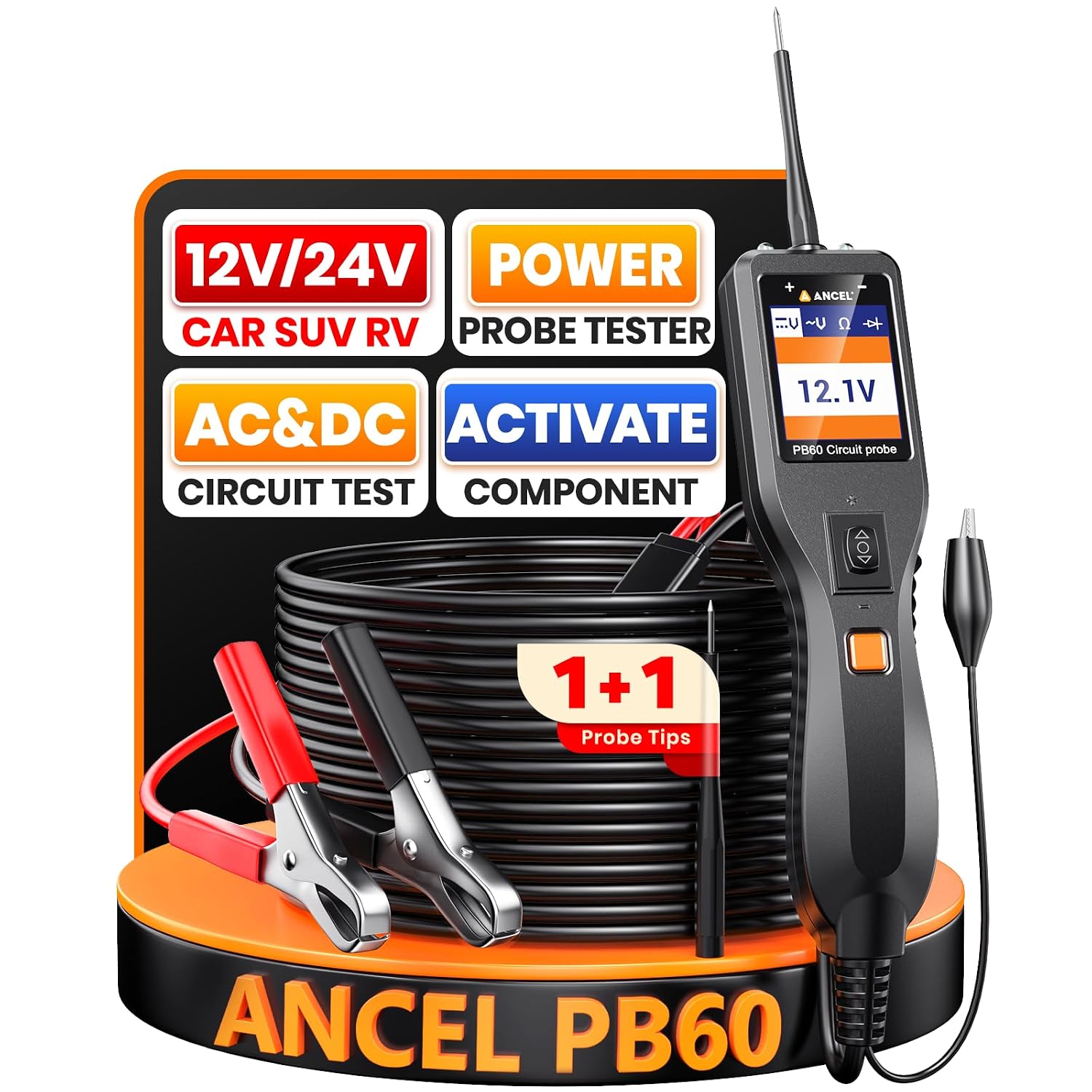 Detalle de ANCEL PB60 Automotive Circuit Tester, 12–24V Probe with TFT Display