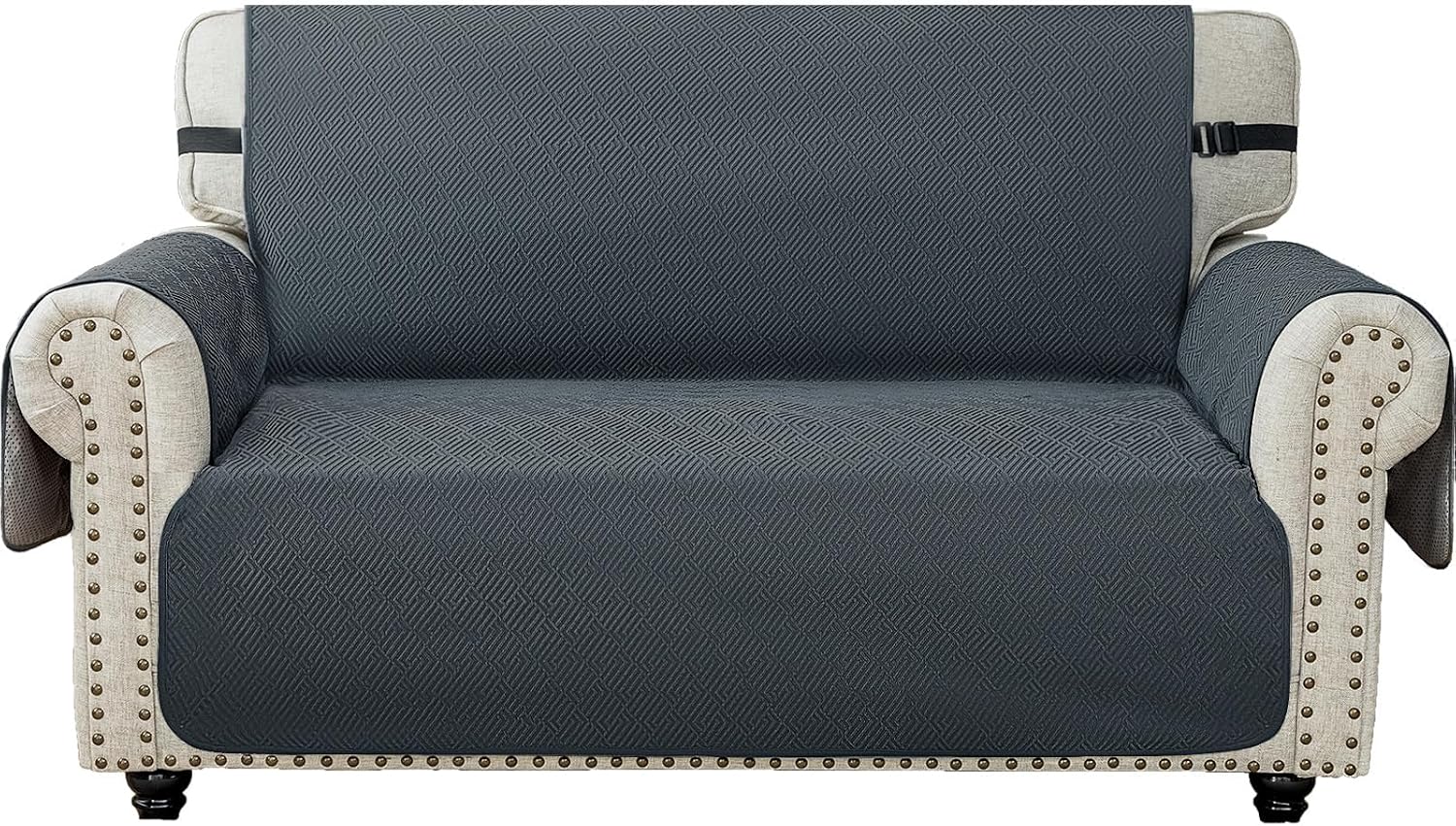 Detalle de Ystyle Copridivano 2 posti con braccioli, effetto antiscivolo e antifumo per gatti, grigio scuro