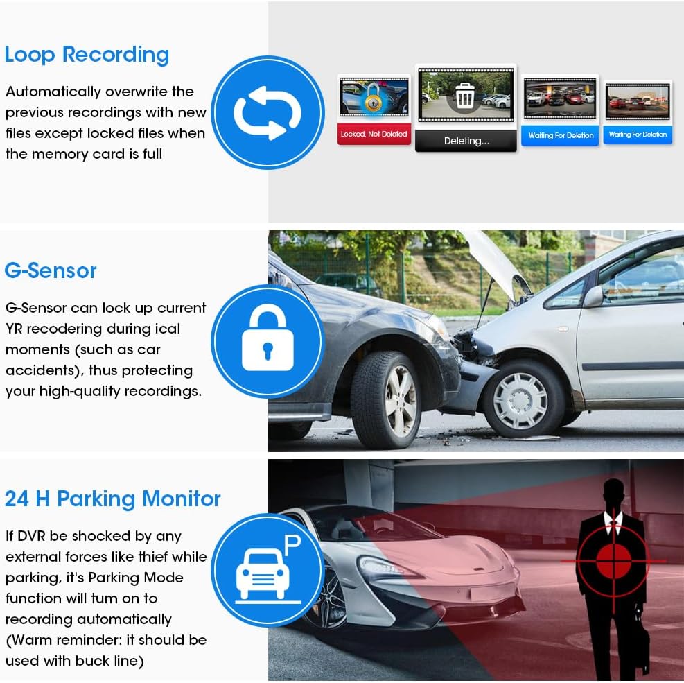 Thumbnail 6 de Jansite 10" Mirror Dash Cam 1080P dual camera