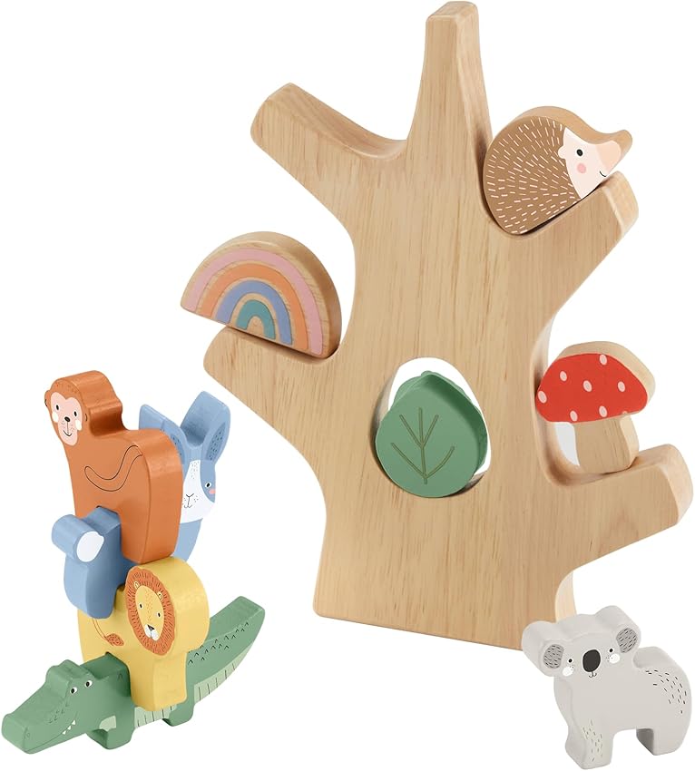 Detalle de Fisher-Price HXT87 Árbol de Animales de Madera 🌳 Equilibrio Montessori