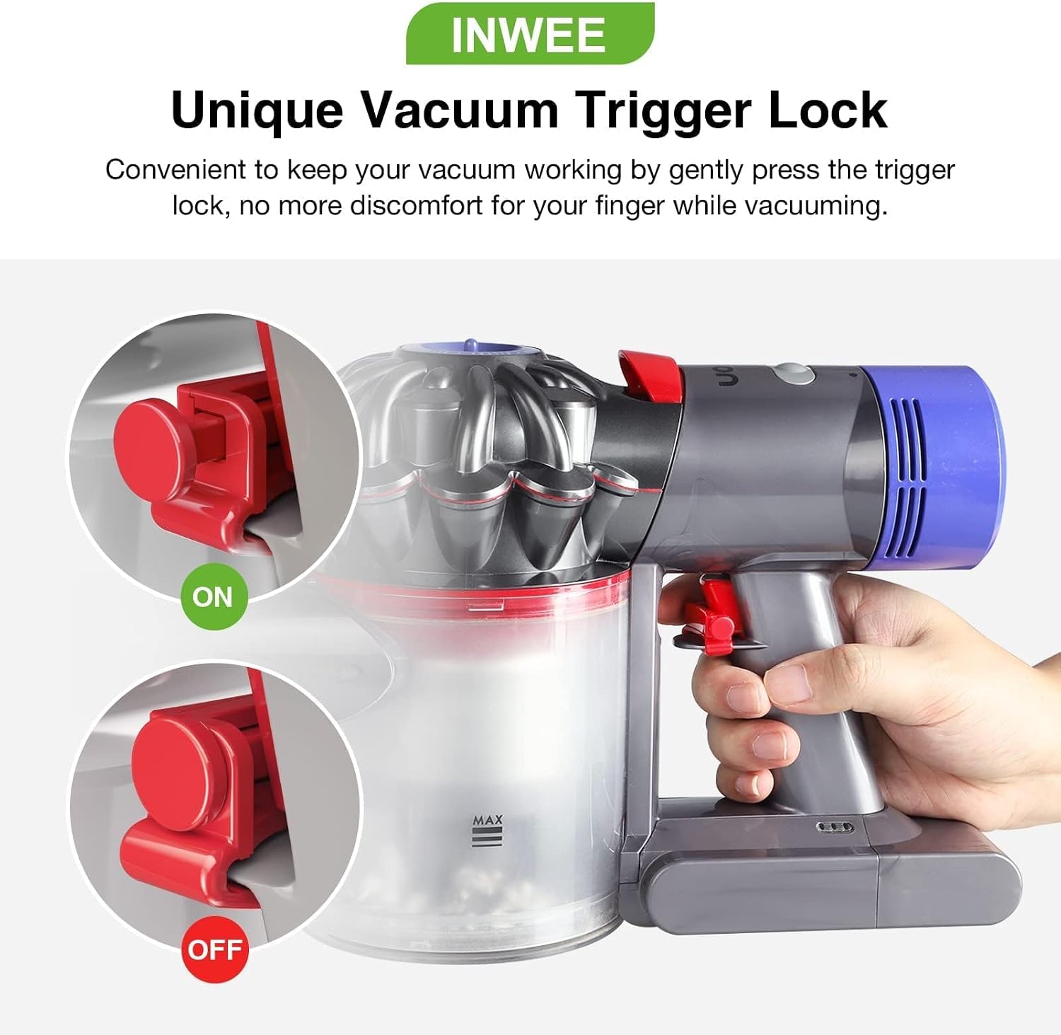 Detalle 2 de HK22J7087 Trigger Lock voor Dyson-stofzuigers, 2 stuks, rood ABS