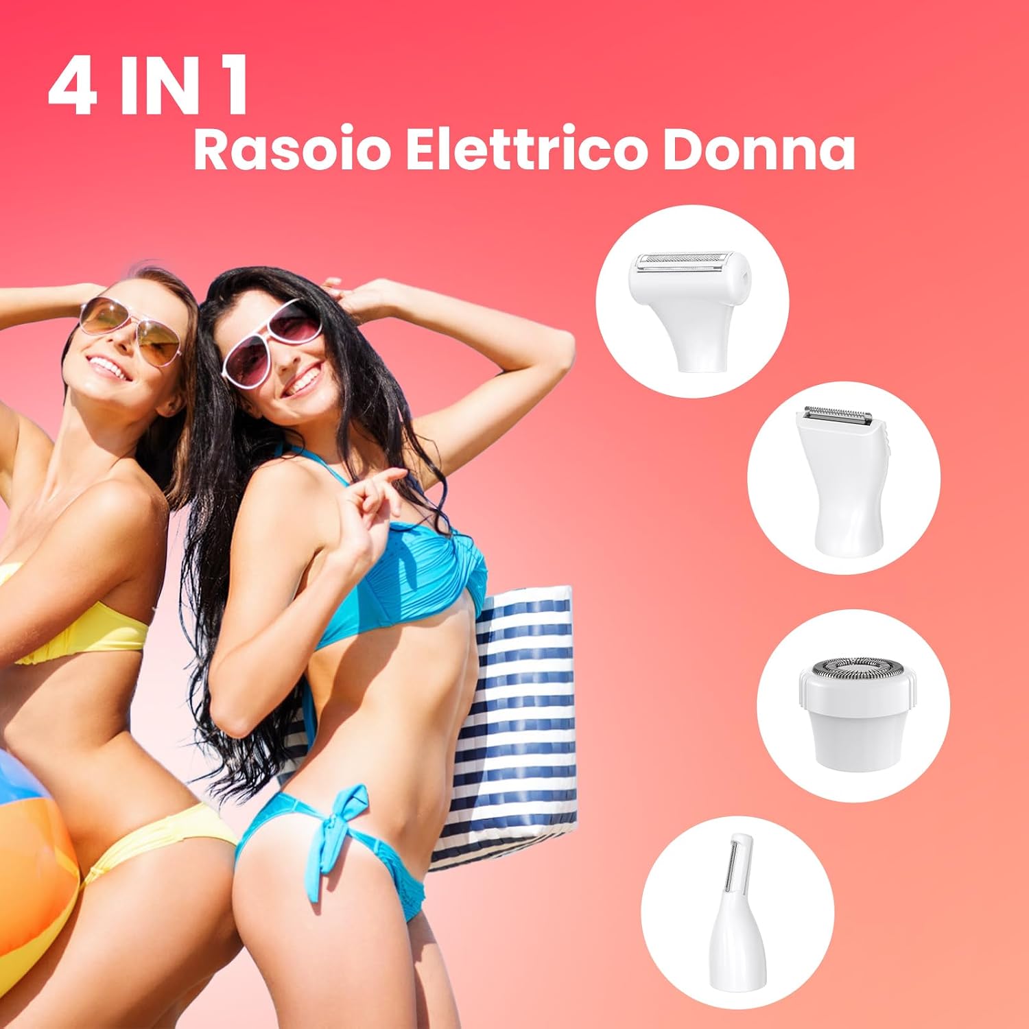 Detalle de MAXGROOM 4 In 1 Rasoio Elettrico Donna – Kit corpo e inguine con ricarica Type-C e LED display