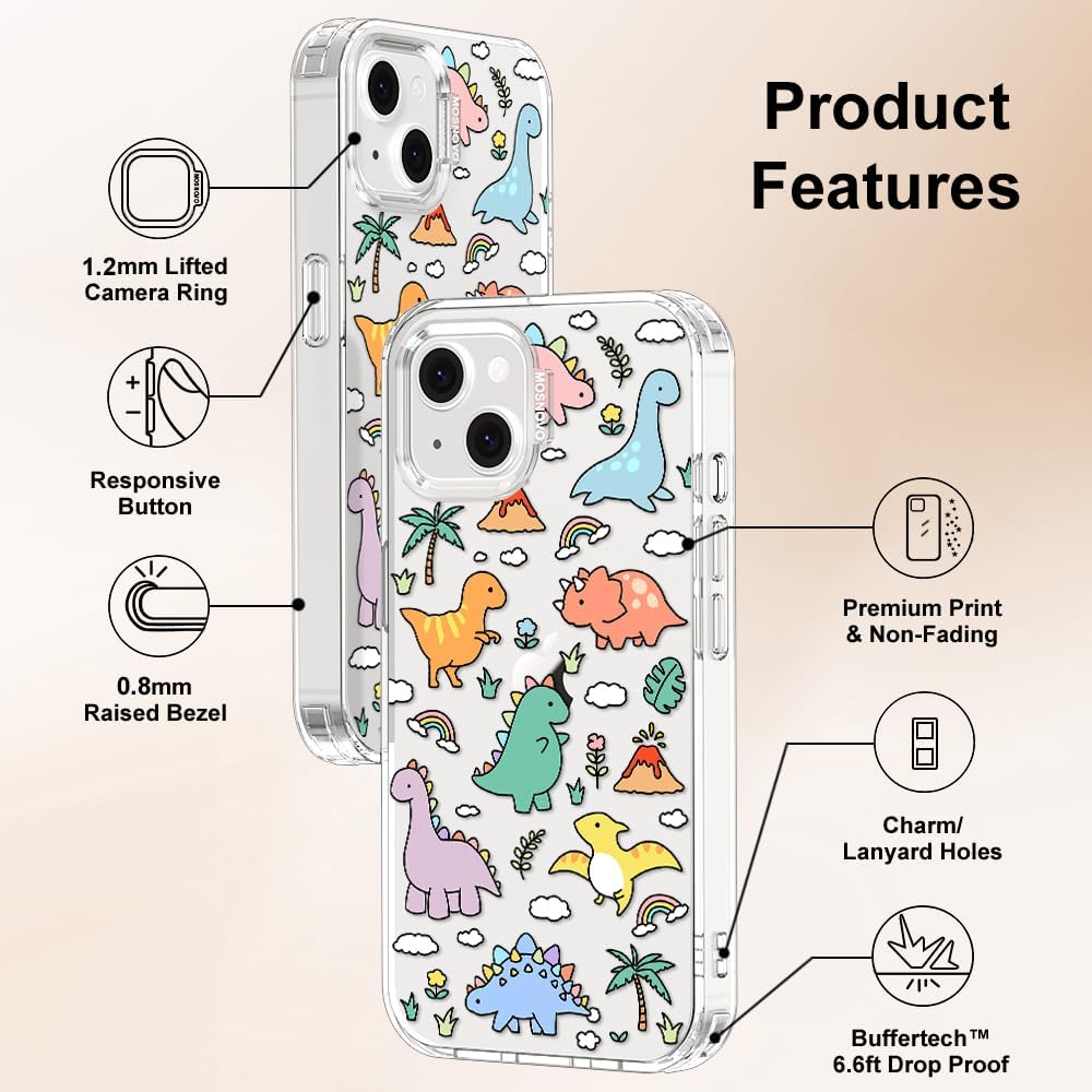 Thumbnail 6 de MOSNOVO Military Grade Drop-Tested Clear Case for iPhone 13/14 with Dinosaur Land Design
