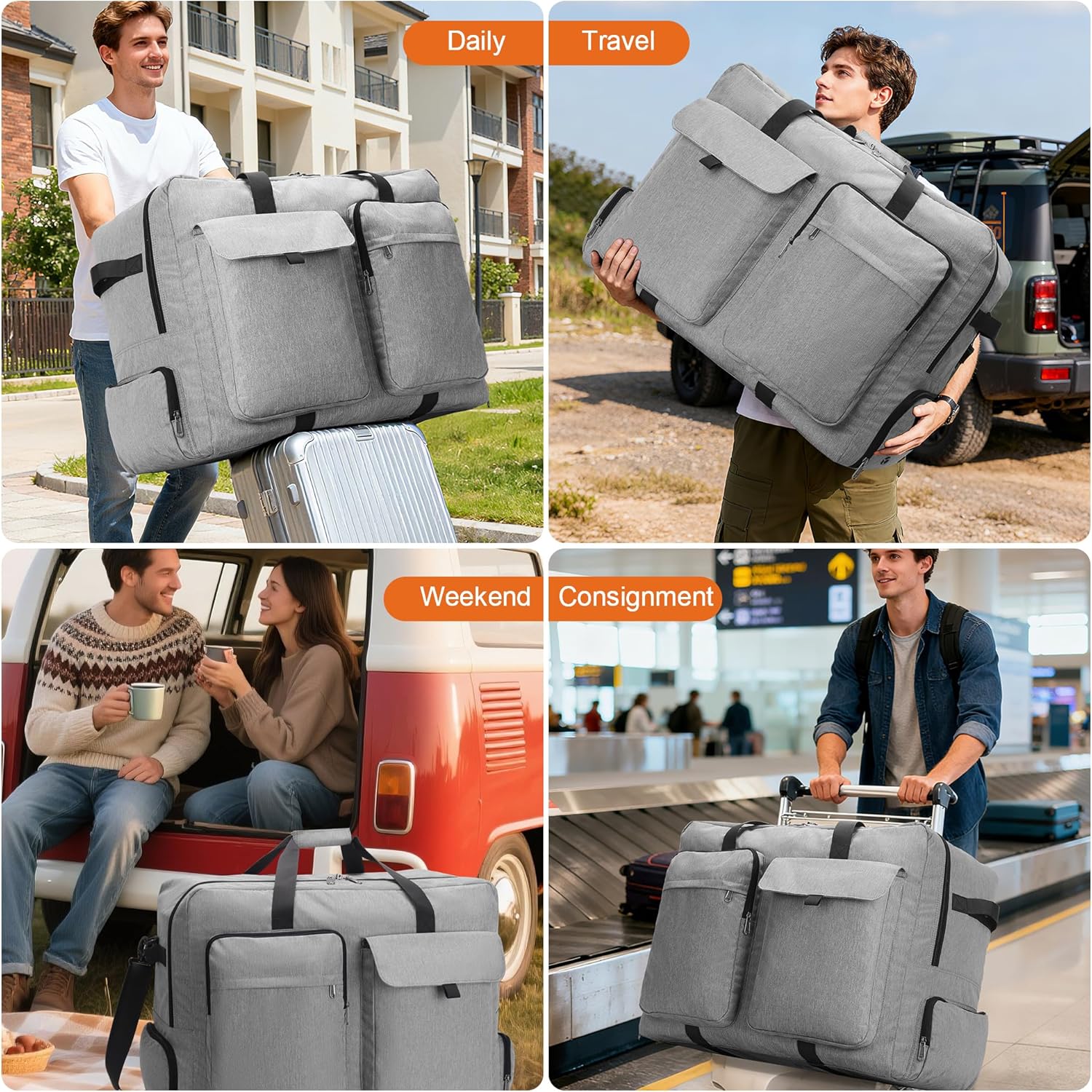 Thumbnail 6 de Sac de Voyage Pliable 100L avec Compartiment à Chaussures — Léger, Confortable et Multifonction