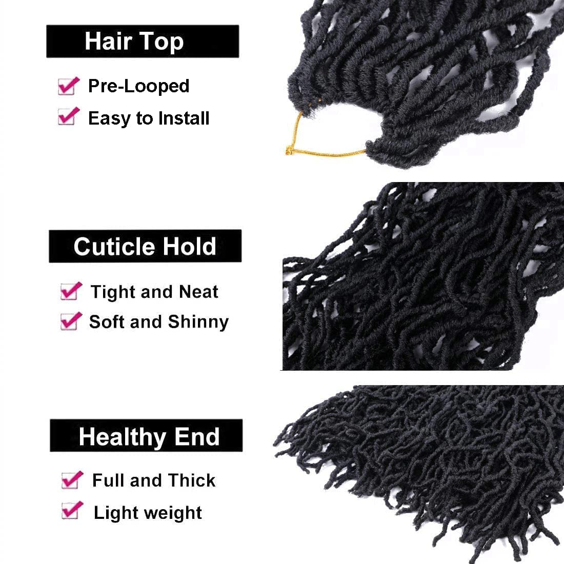 Thumbnail 3 de 6-Pack Soft Locs Crochet Hair Pre-Looped Faux Locs (18 Inch) — Goddess Curly/Wavy Crochet Locs