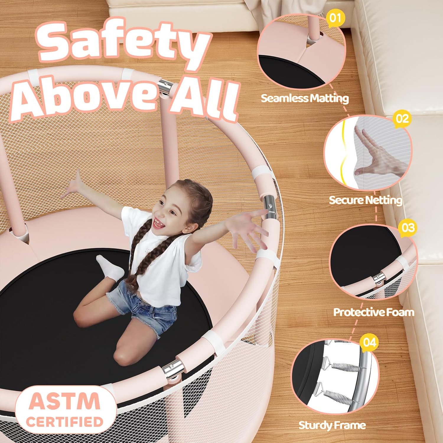 Thumbnail 1 de ZCMHAXJ 55" Trampoline for Kids — 440lbs Capacity, Indoor & Outdoor