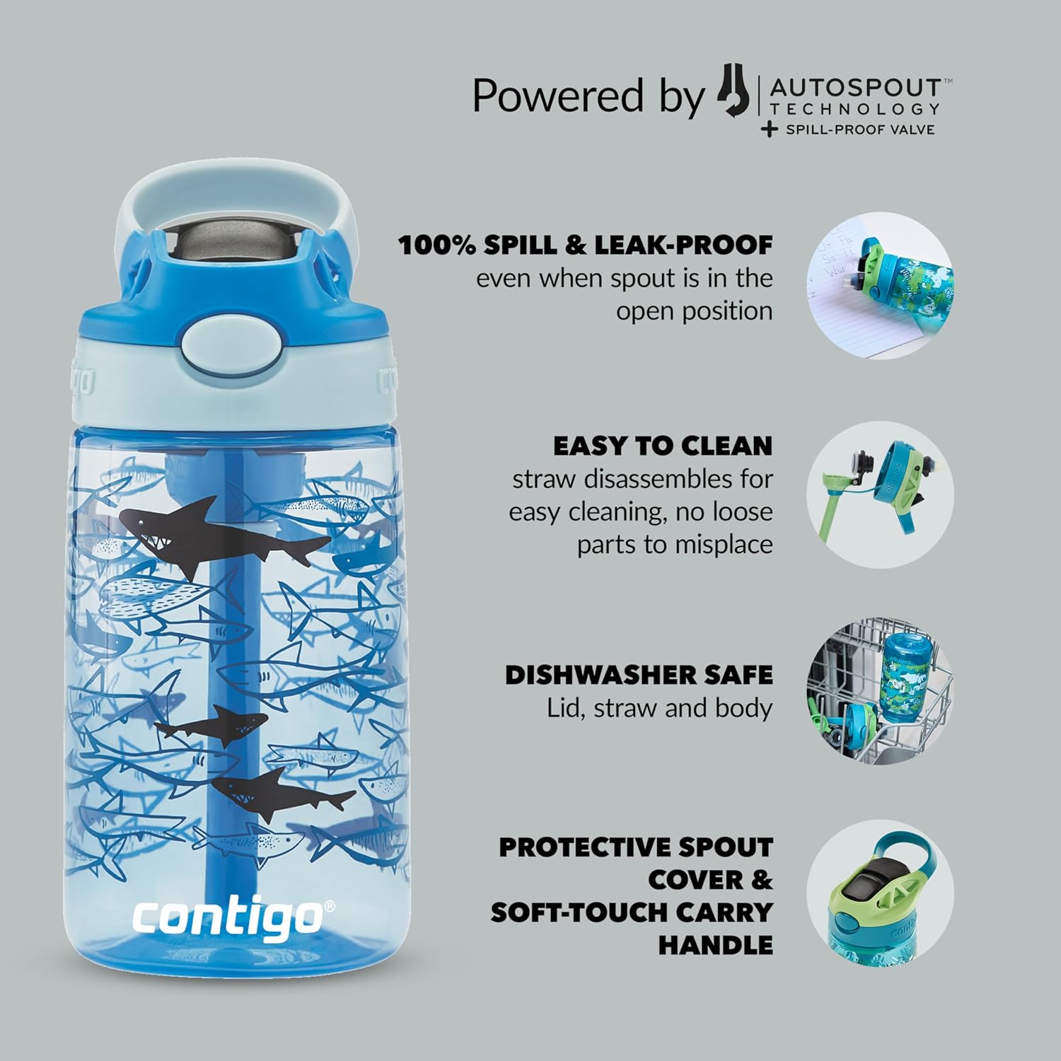 Thumbnail 4 de Contigo Kids Water Bottle Easy Clean Autospout 420 ml