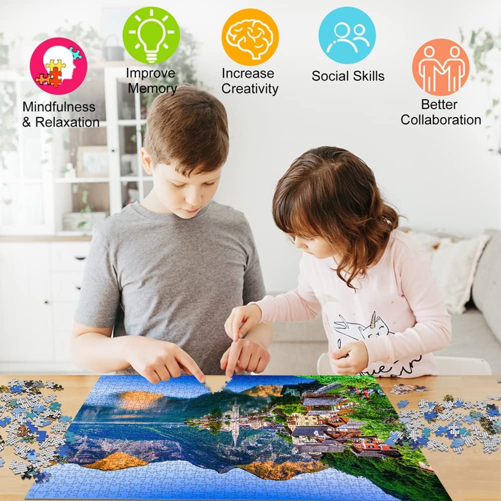 Detalle de HUADADA 1000-Piece Hallstatt Village Jigsaw Puzzle for Adults