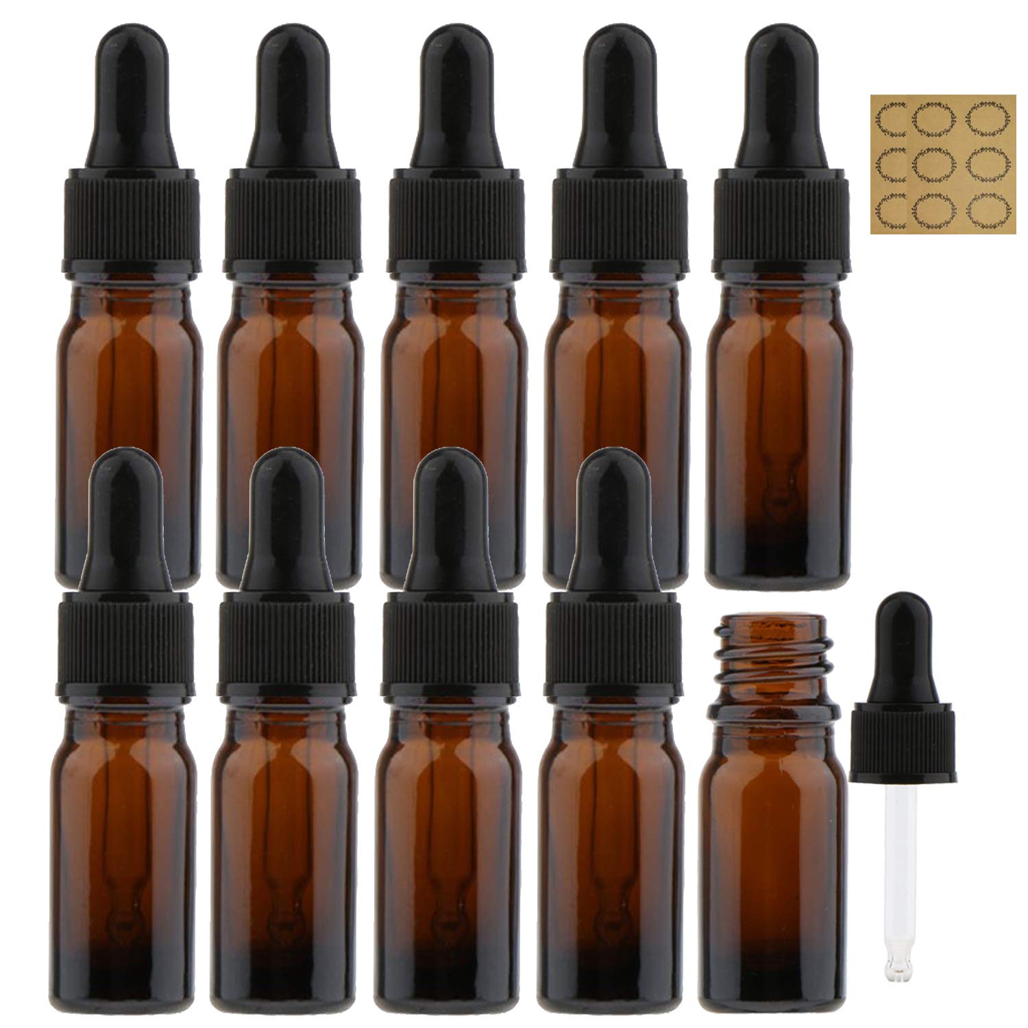 Alledomain 10ml Amber Glass Bottles