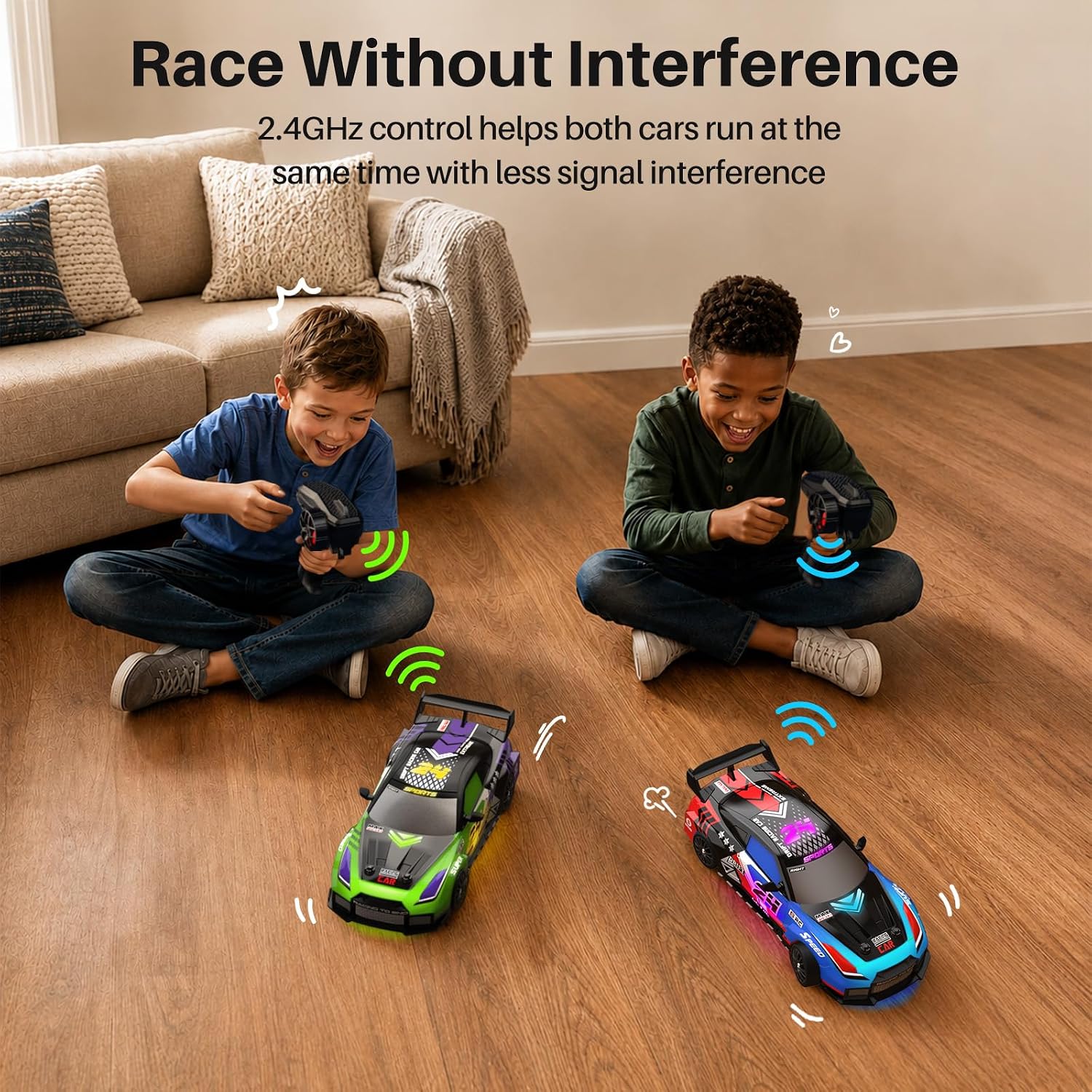 Detalle de Geyiie G1 1:24 RC Drift Cars, 2-Pack with 4WD and Grip Tires