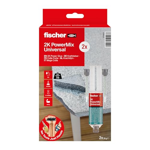 Detalle de Fischer 2 Pz Mega Colla Epossidica Bicomponente PowerMix NTJH: Adesivo trasparente ad alte prestazioni