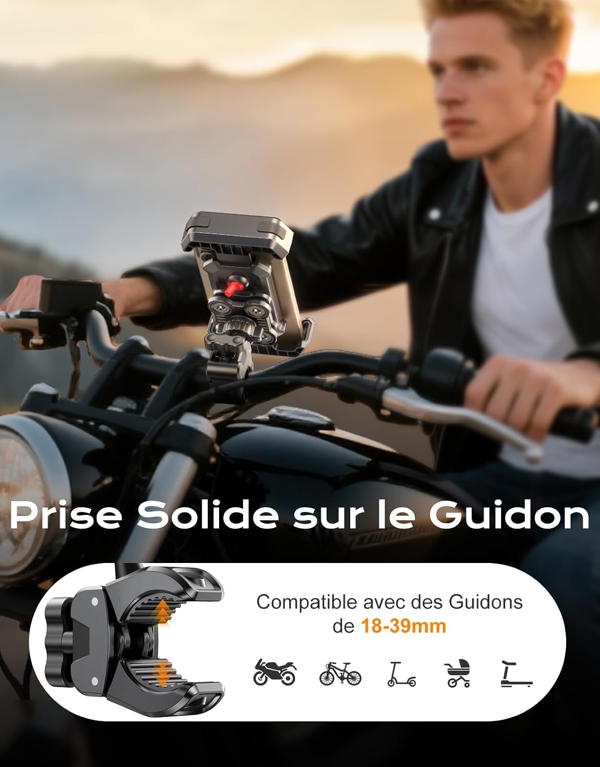 Thumbnail 2 de CIRYCASE YYS683 telefoonhouder voor motorfiets met 360°-rotatie en anti-vibratie