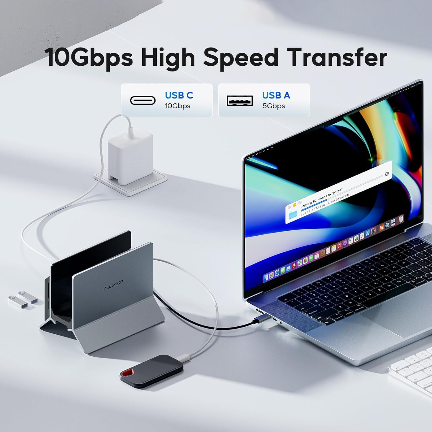 Thumbnail 5 de PULWTOP Docking Station USB C verticale 4K 60 Hz