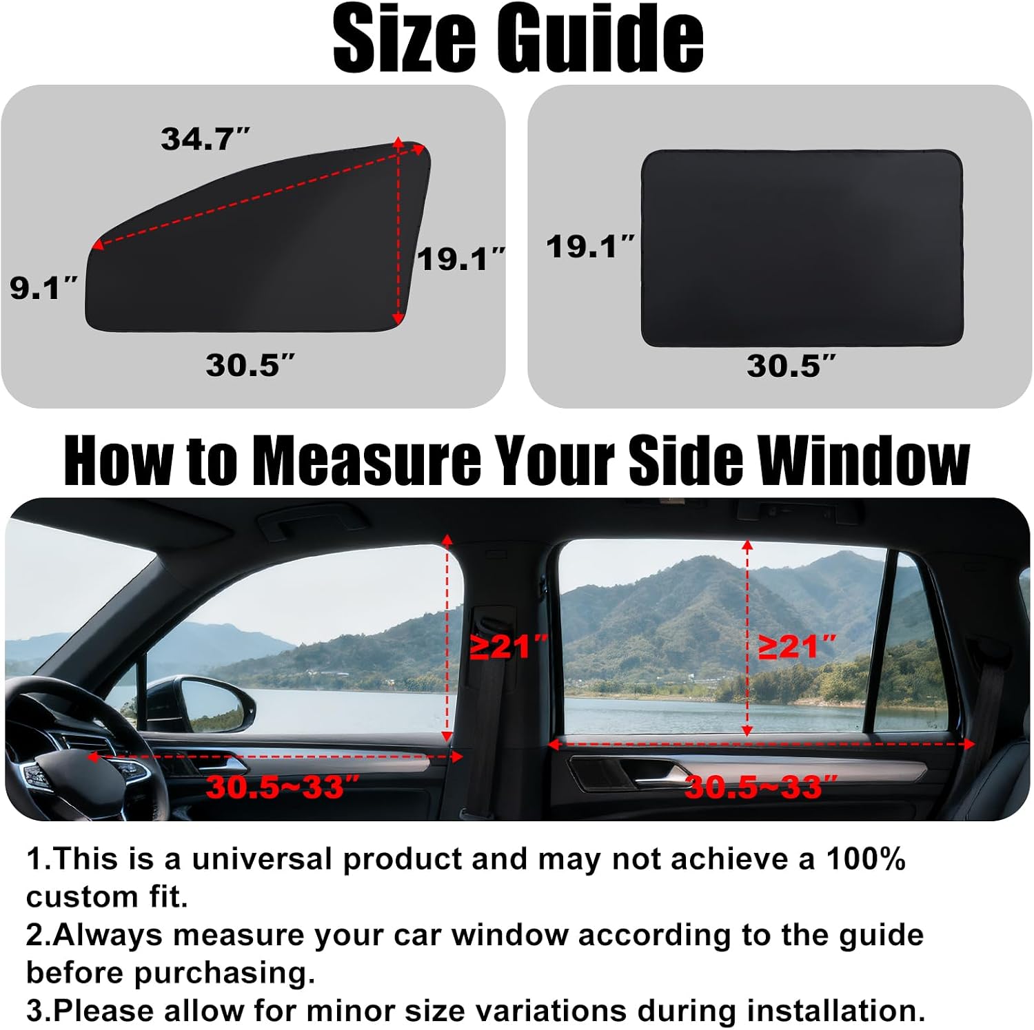 Detalle 2 de XCBYT Car Window Shades (4-Pack) Magnetic Privacy Curtains for Sun Protection