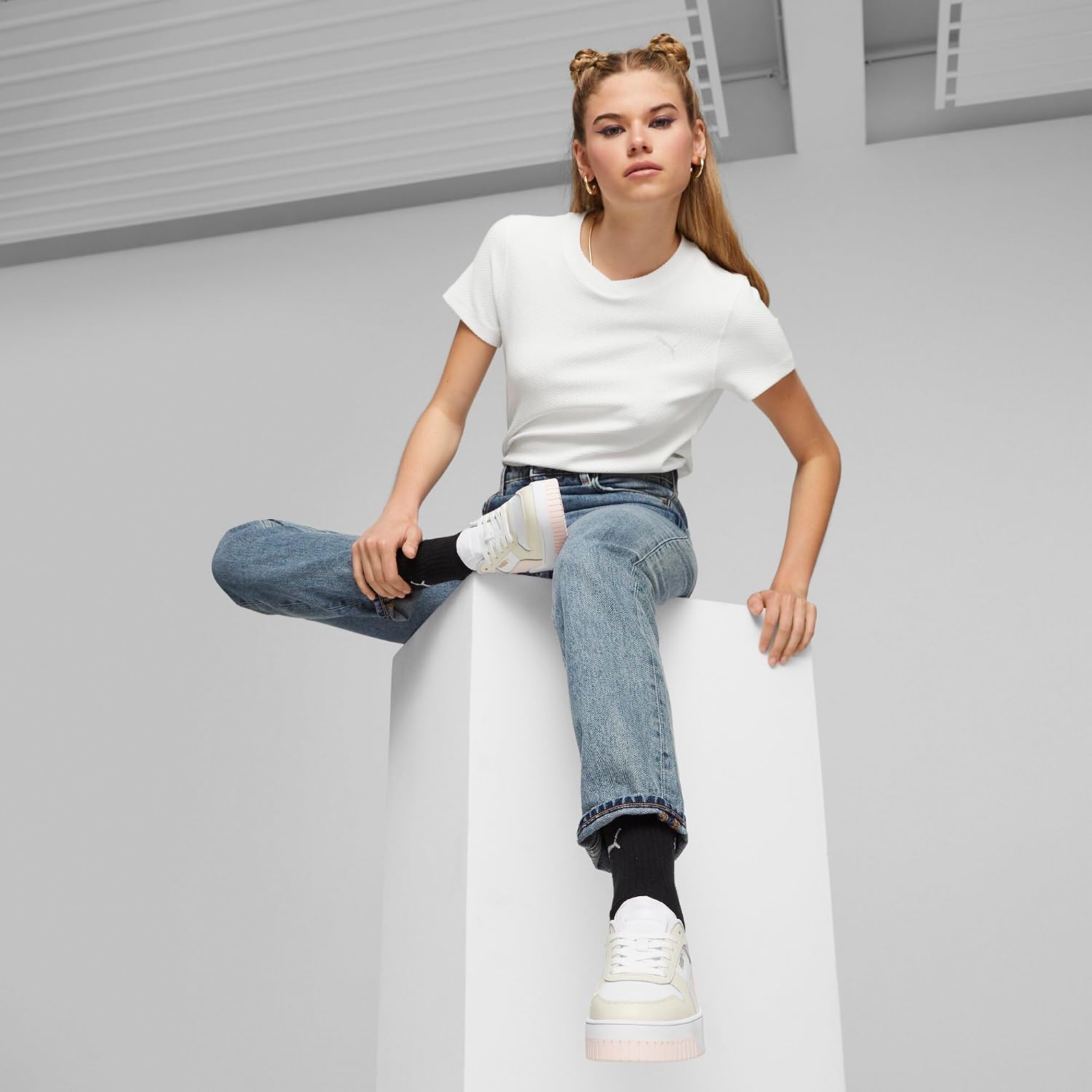 Thumbnail 2 de PUMA Women Carina Street: Scarpe da ginnastica bianche con dettagli Frosty Pink per taglia 37 EU