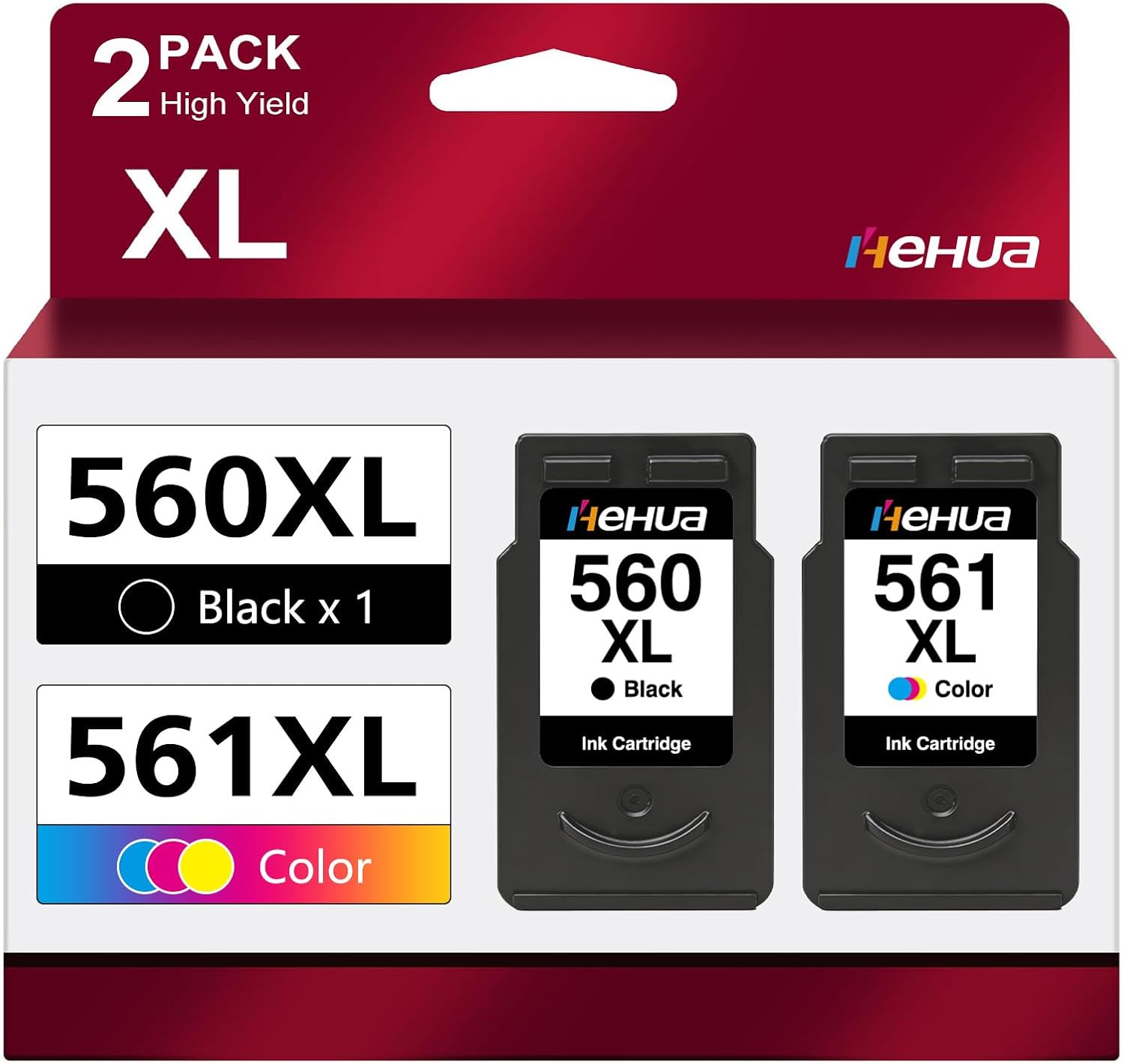 Detalle de hehua 560 cartouches compatibele XL-inktcartridges PG-560XL en CL-561XL