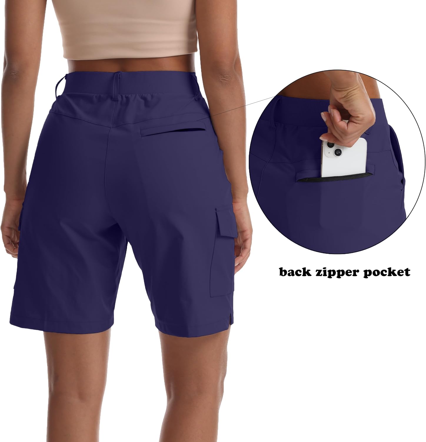 Detalle de Yoglegins Women's 8-Inch Cargo Hiking Shorts with 5 Pockets